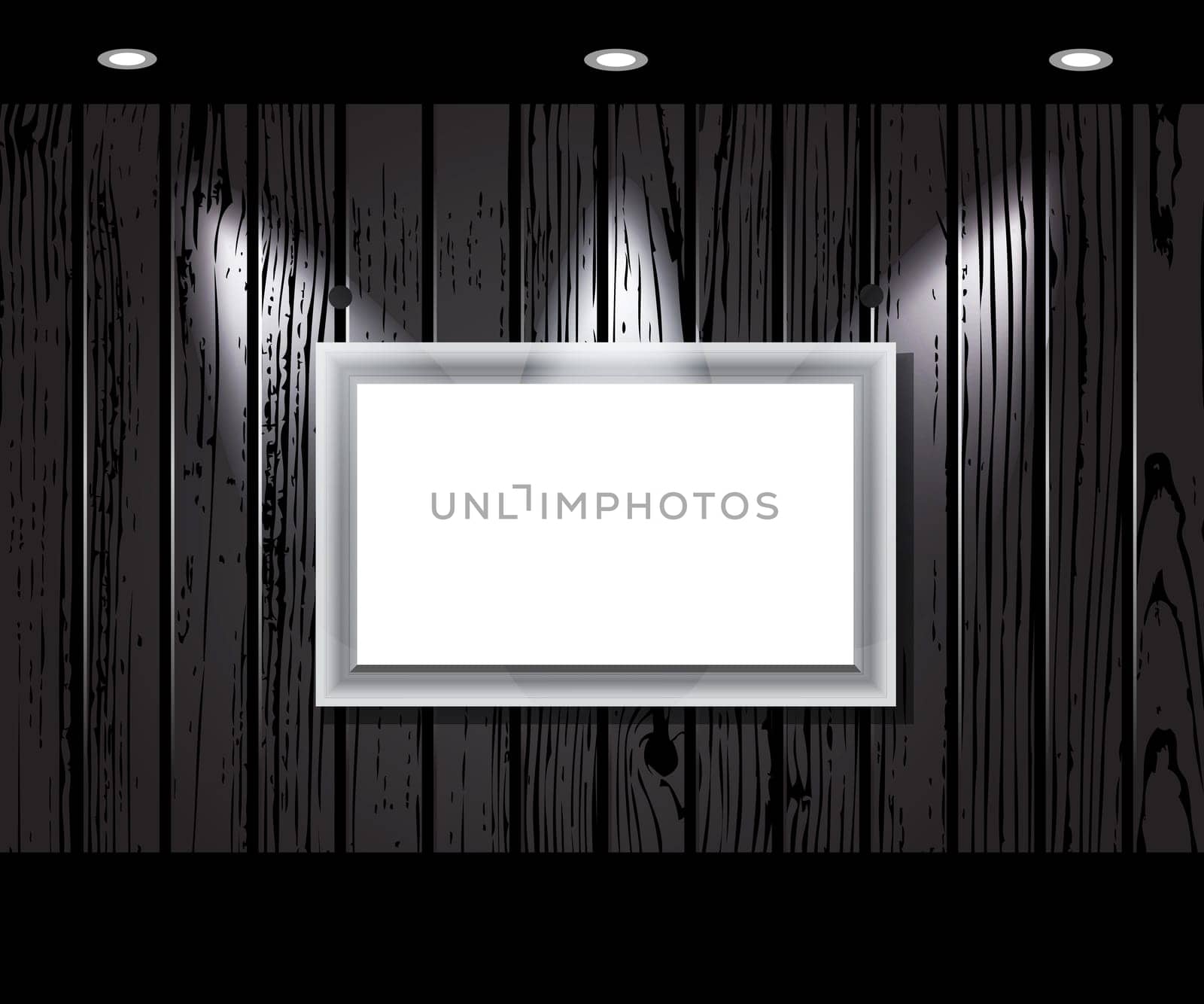 vintage wooden wall with a spot illumination. Vector illustration