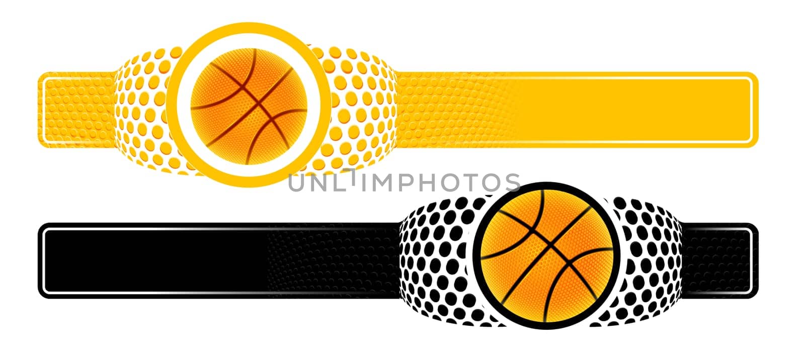 Basketball horizontal advertising banner. Vector illustration on white