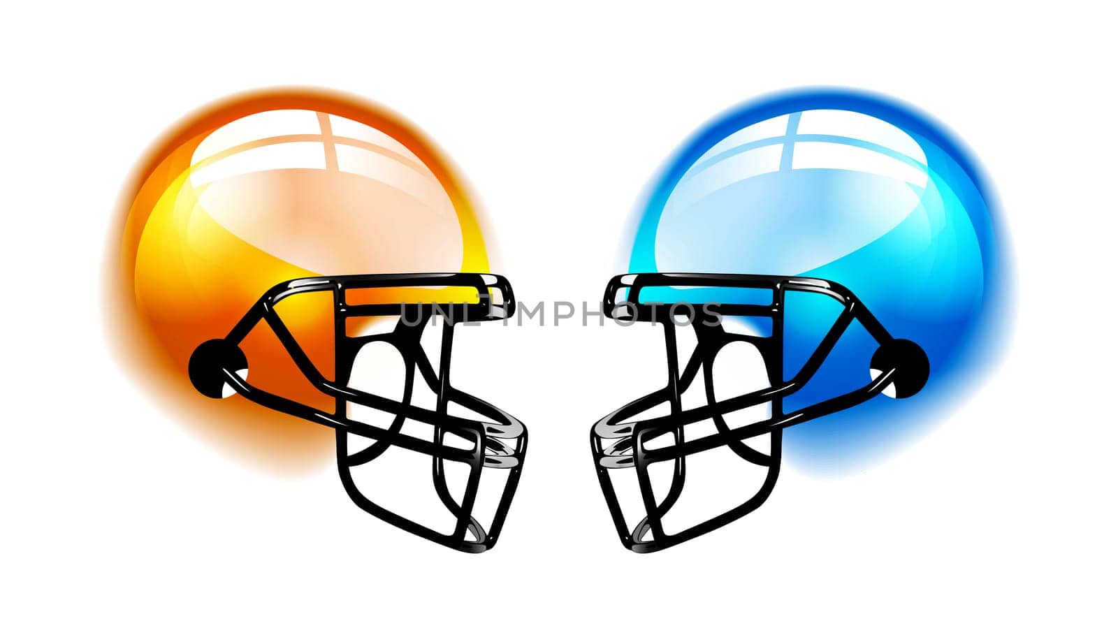 Football Helmets with reflection on white background