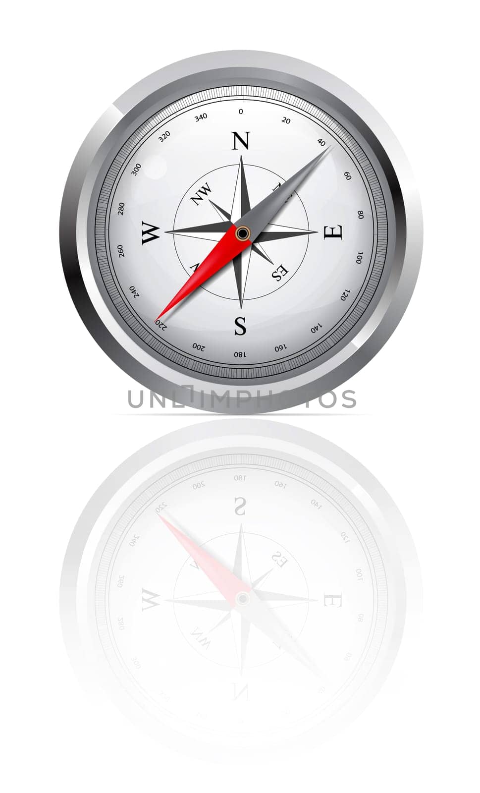 Glossy Compass with windrose. Vector Illustration on white background