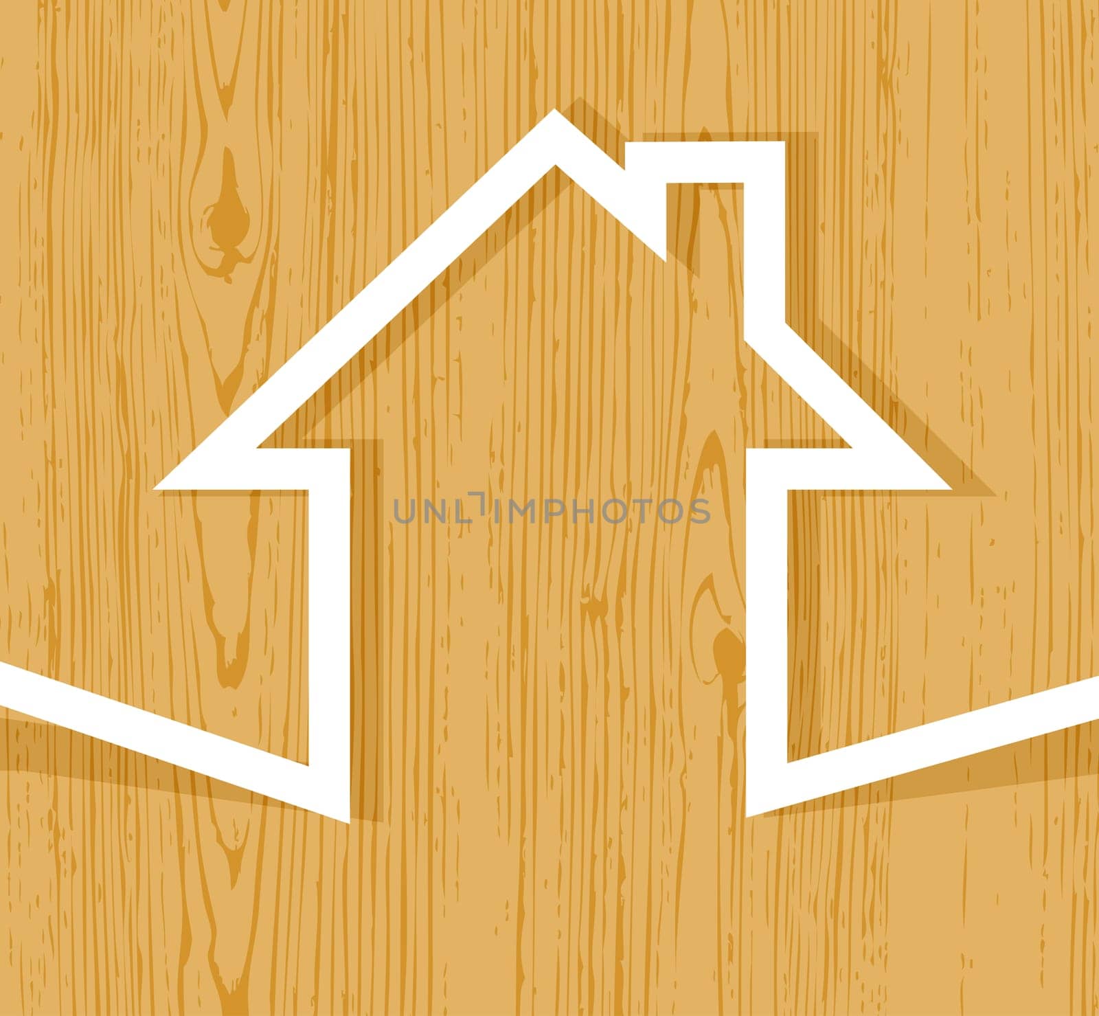 Paper house origami on wodden background concept vector illustration.