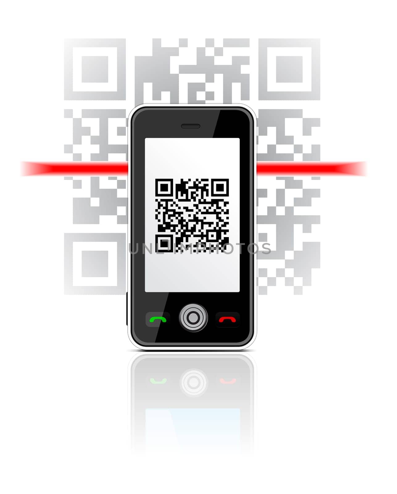 Mobile Phone scaned QR code vector illustration