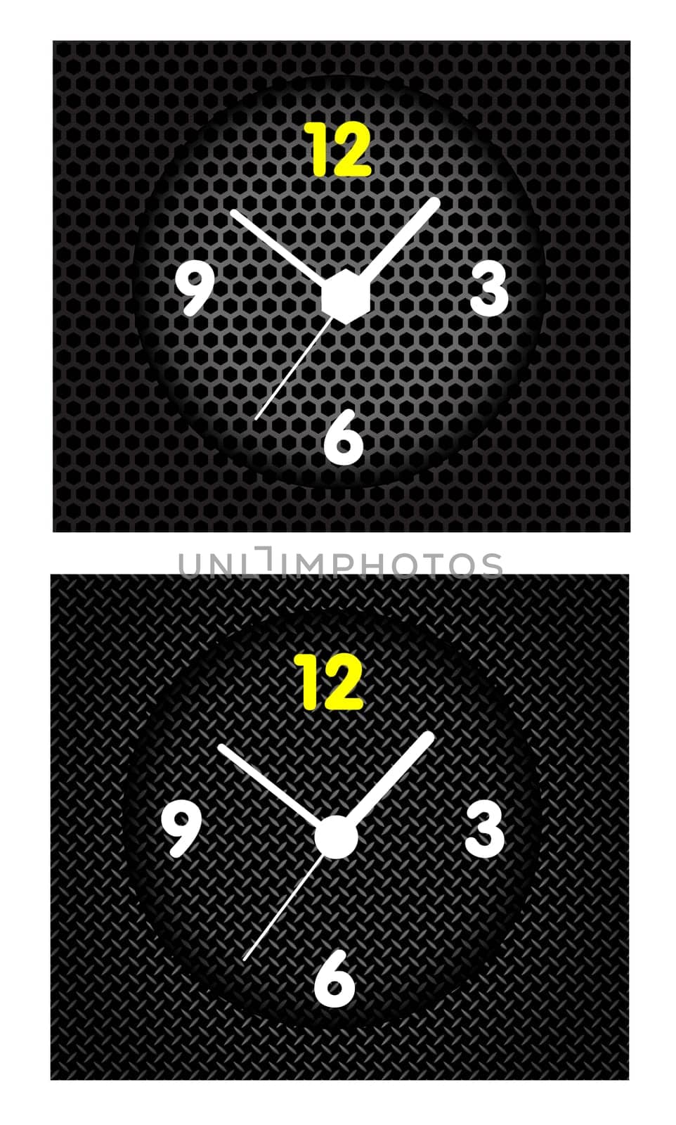 Abstract metal background with modern clock. Vector illustration