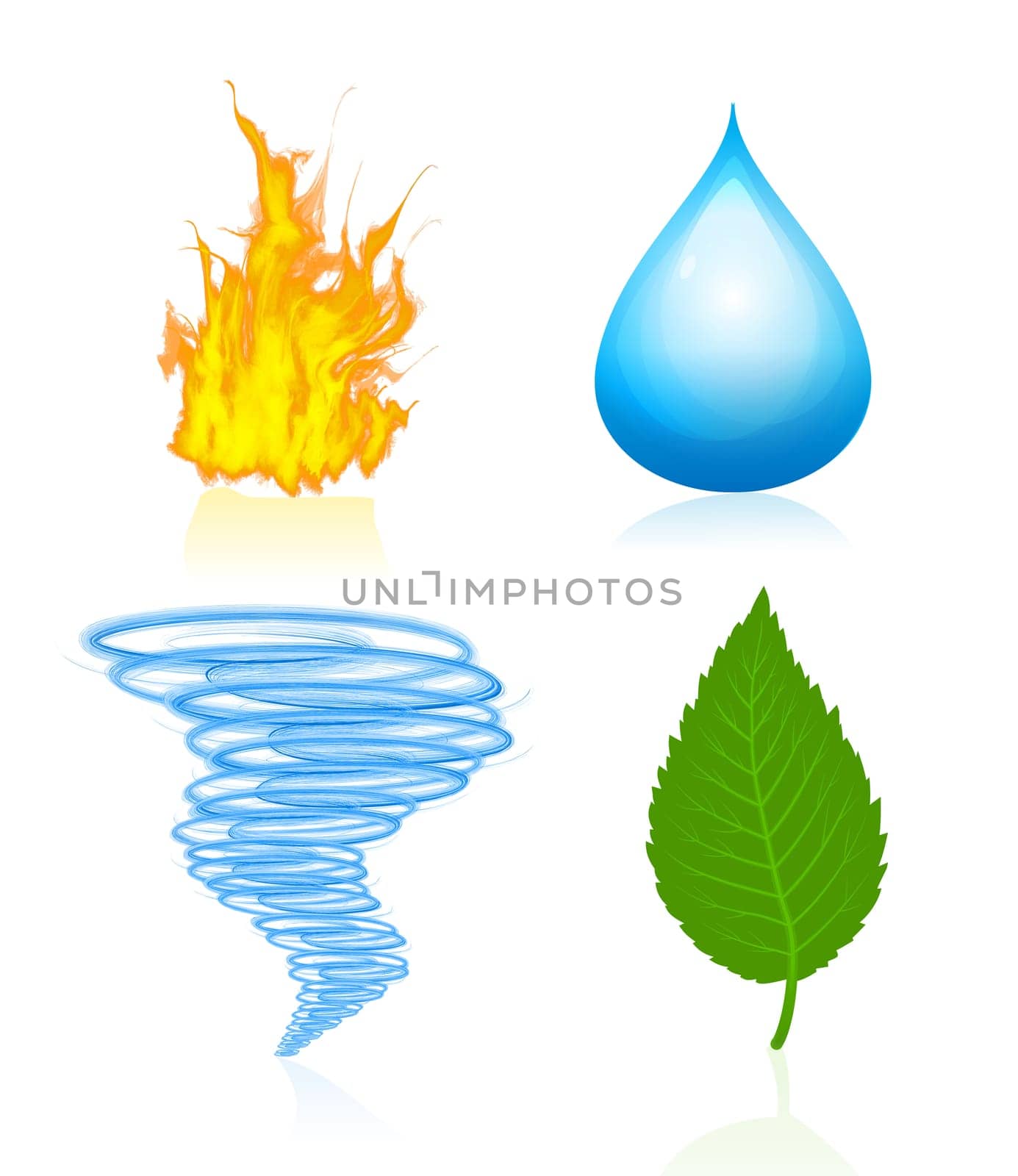 Four vector elements of nature isolated on white