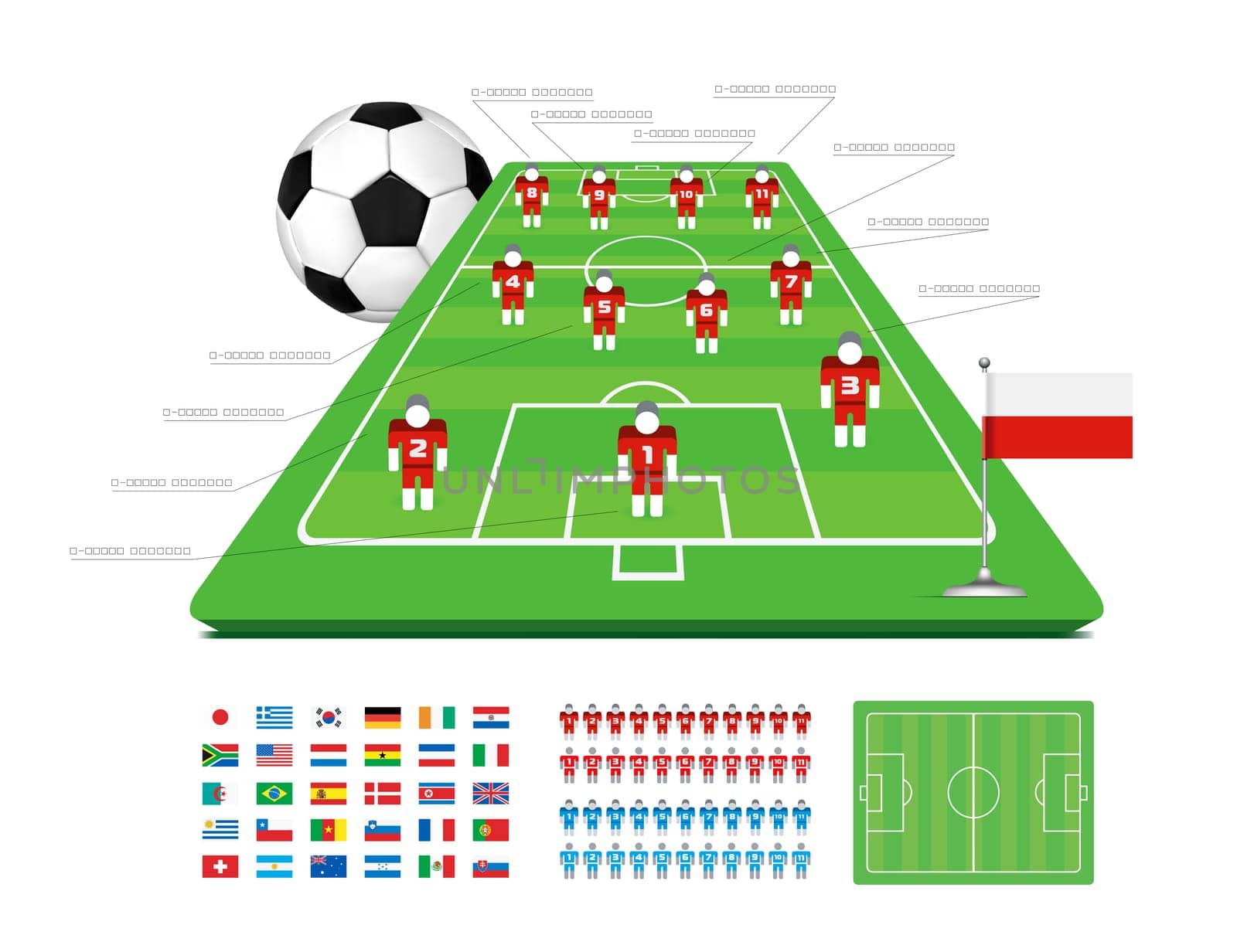 Soccer Tactical Kit Set for infographics. Vector illustration