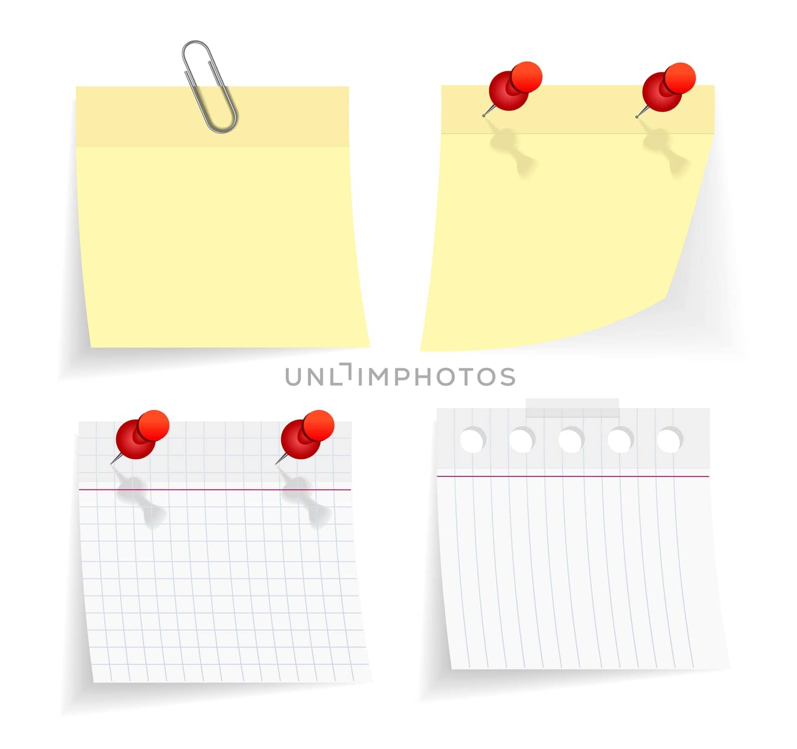 vector sticky paper set on white background