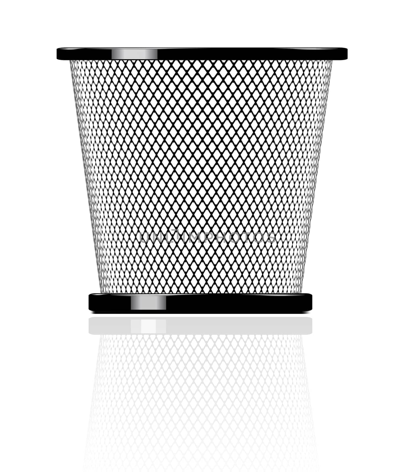 Realistic glossy trash. Vector icon illustration with reflection