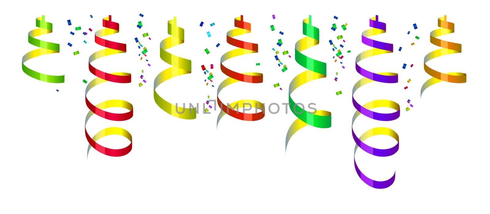 Background with party streamers and confetti, vector illustration