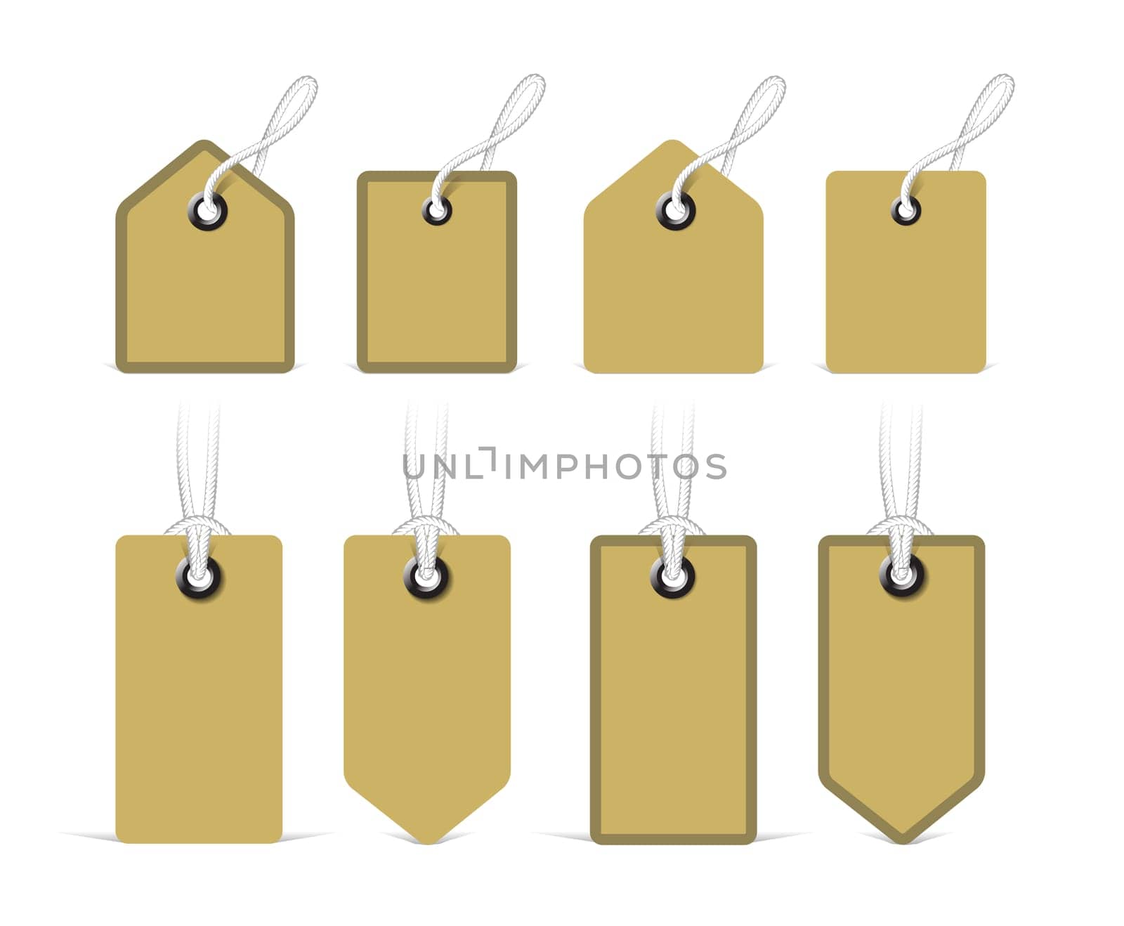 Price tags with realistic rope. Vector illustration