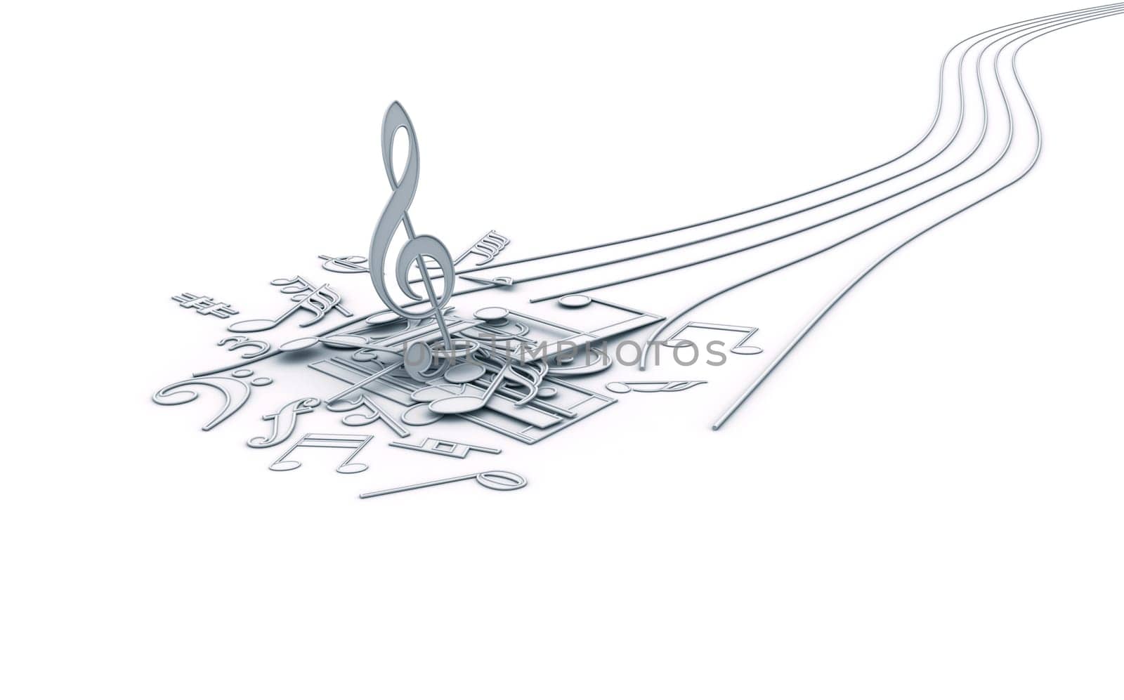 Musical notes messy at the end of lines.