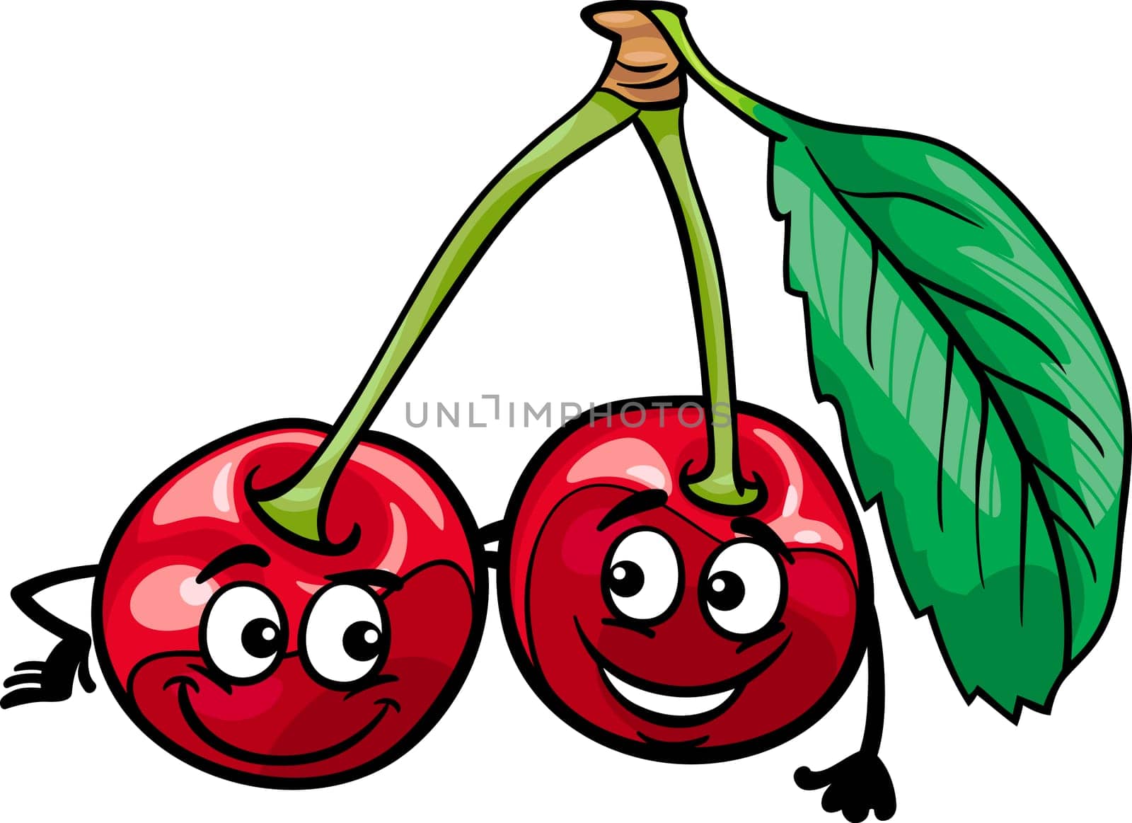 Cartoon Illustration of Funny Cherry Fruits Food Comic Character