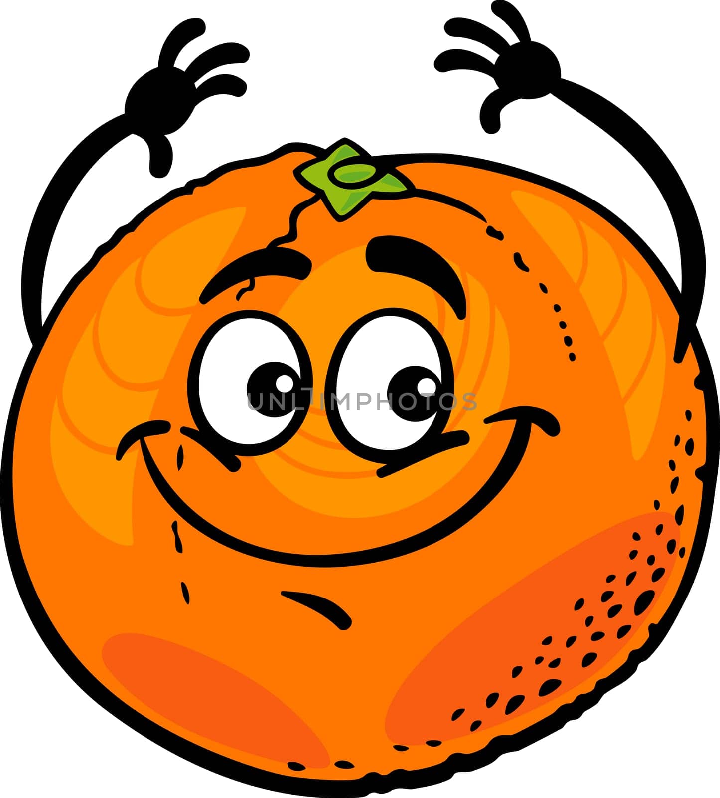 Cartoon Illustration of Funny Orange Citrus Fruit Food Comic Character