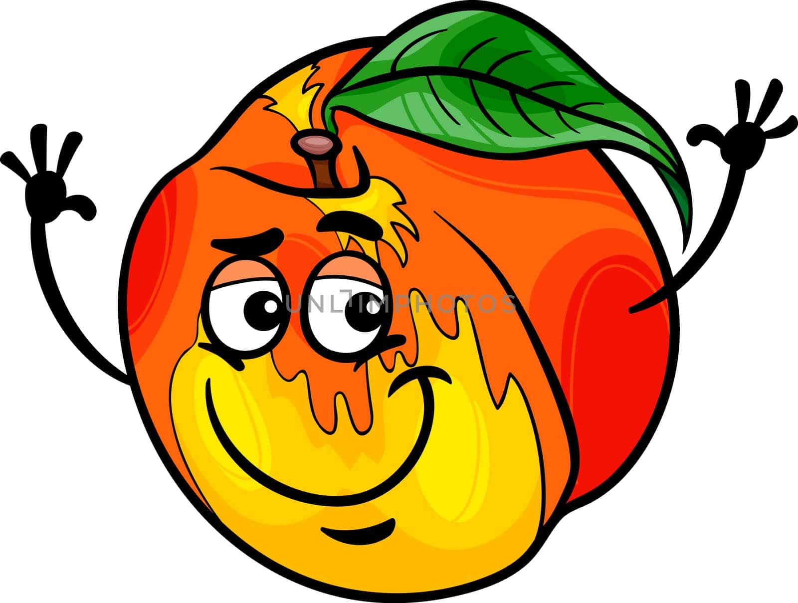Cartoon Illustration of Funny Peach Fruit Food Comic Character