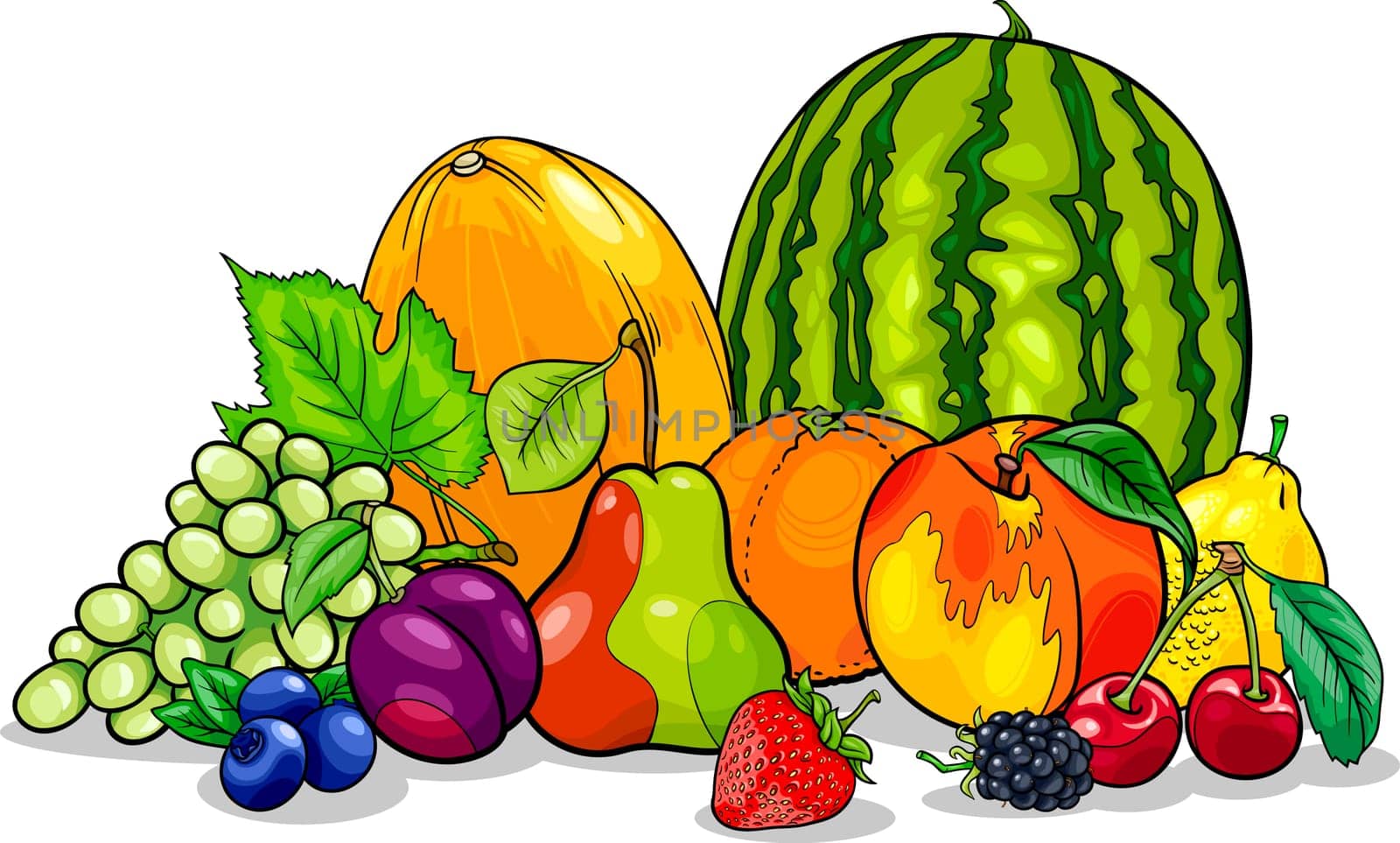 Cartoon Illustration of Fruits Group Food Design
