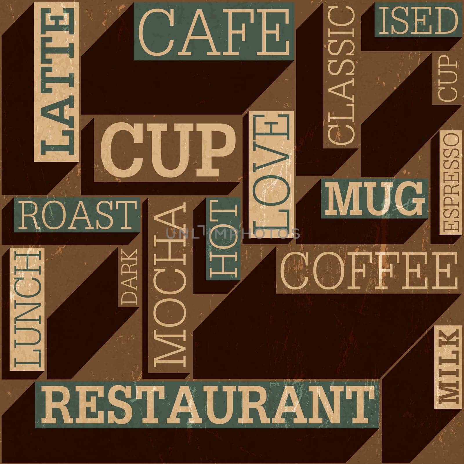 Coffee themed seamless retro background, vector