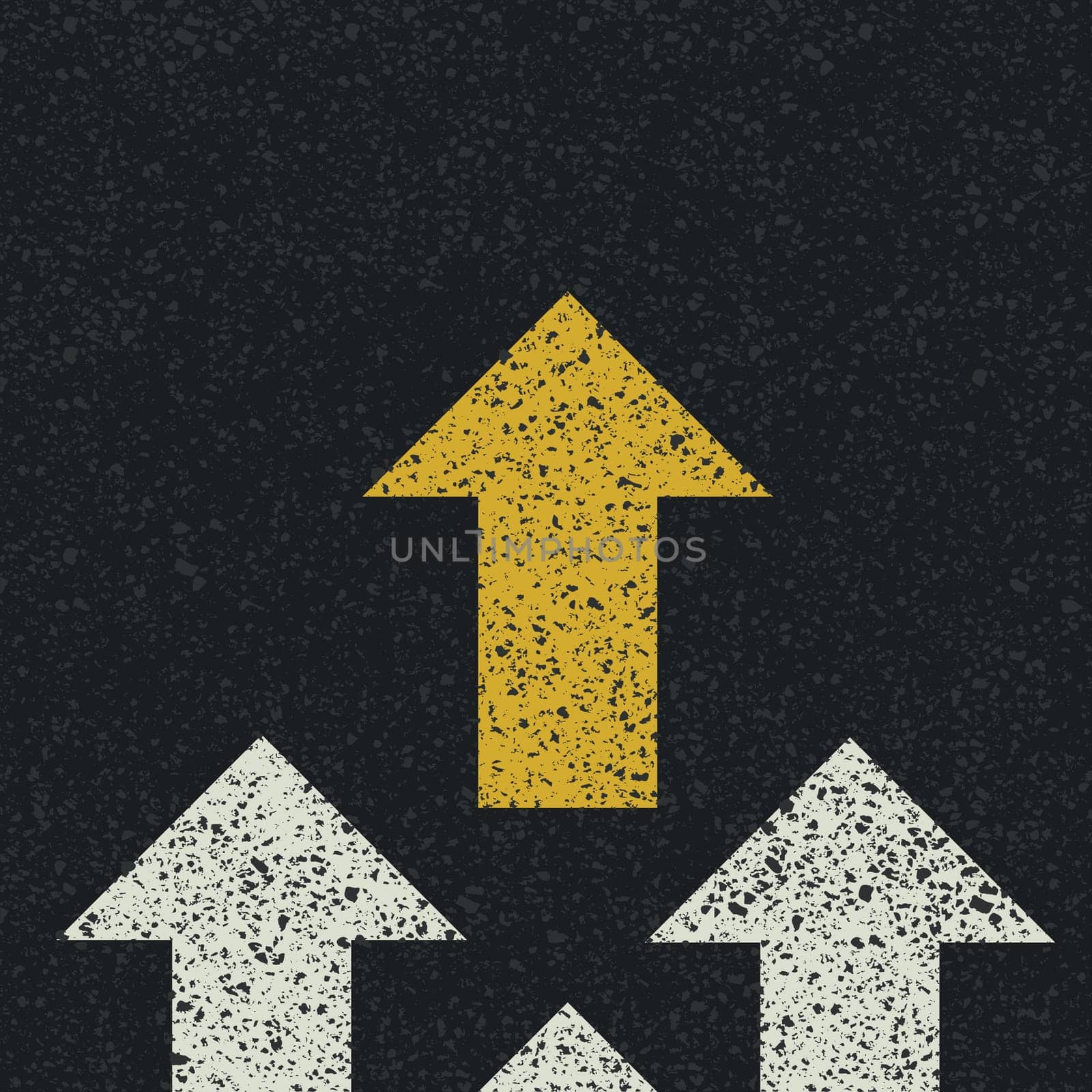 Arrows on asphalt road. Teamwork concept. Vector