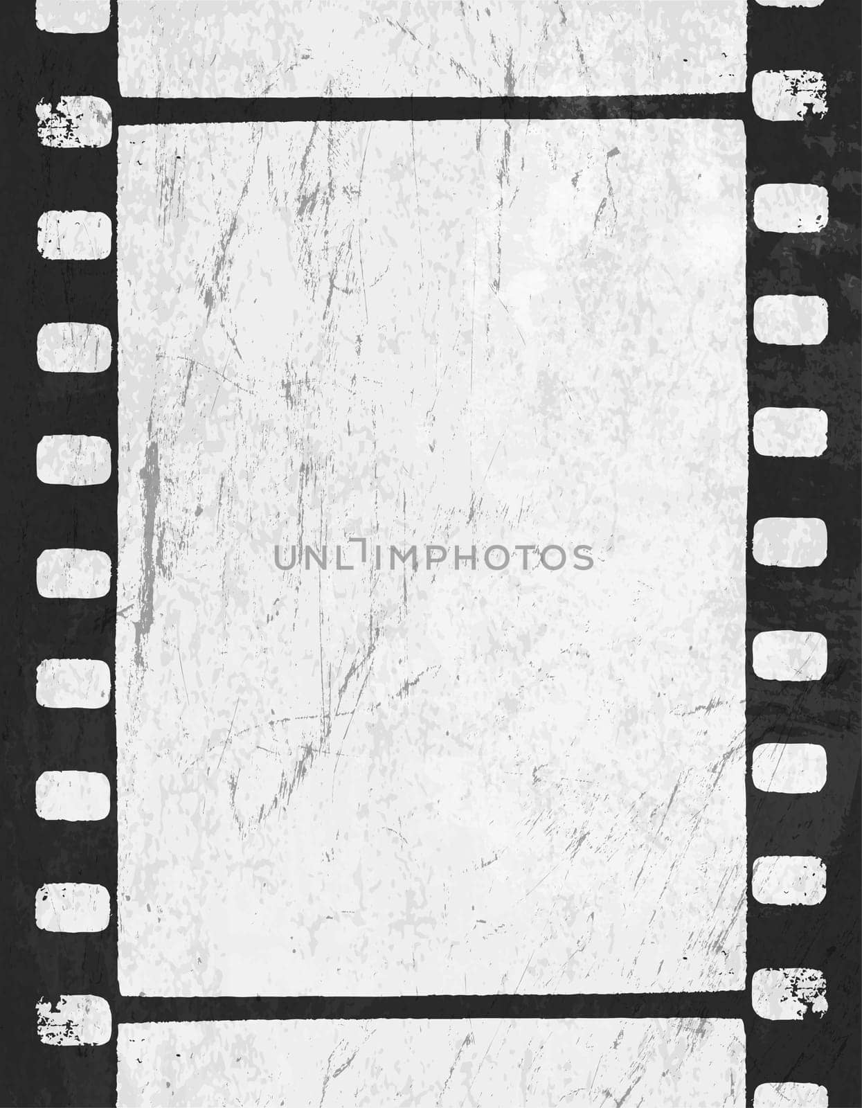 Grunge monochrome filmstrip with space for text . Vector