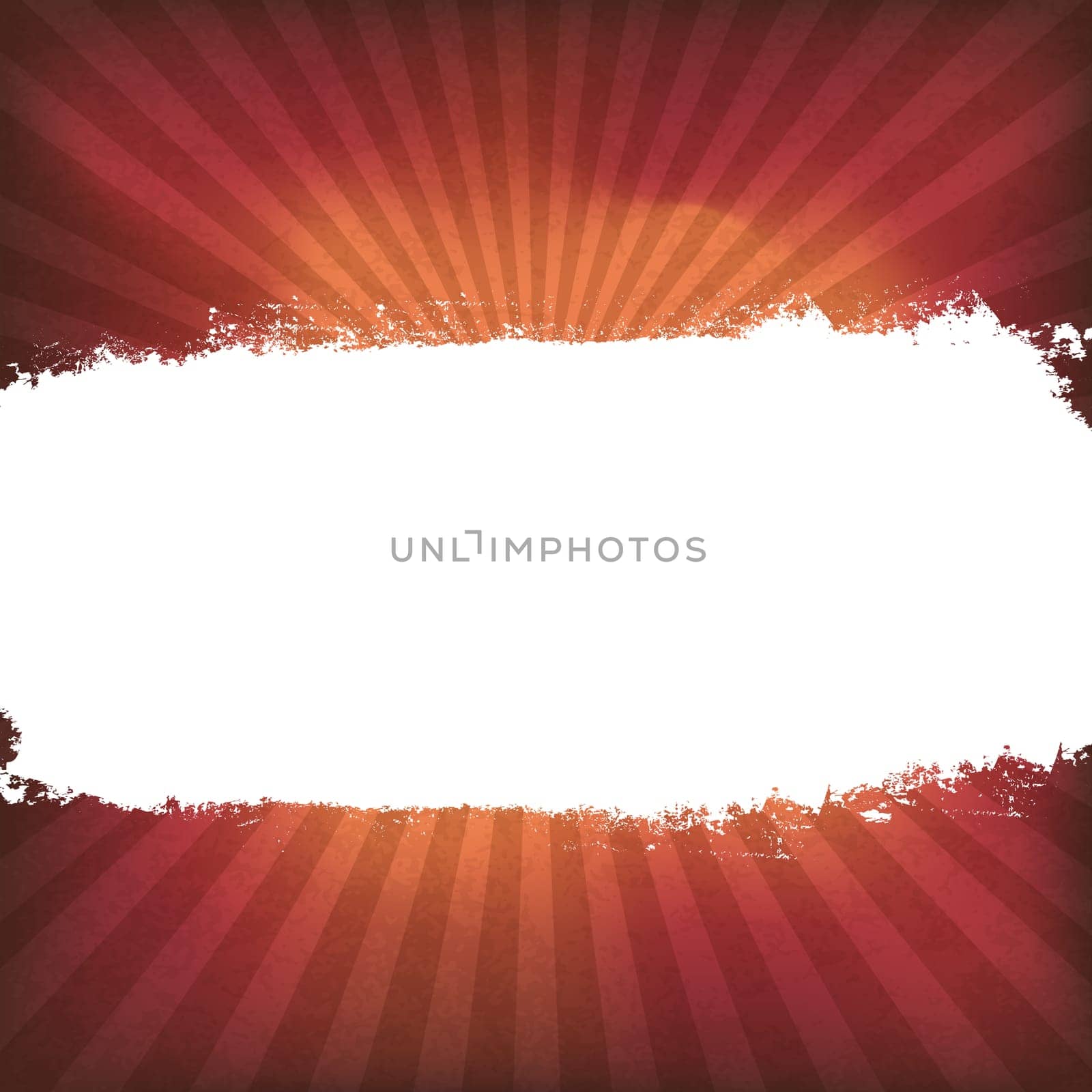 White grunge label on red sunburst background, vector