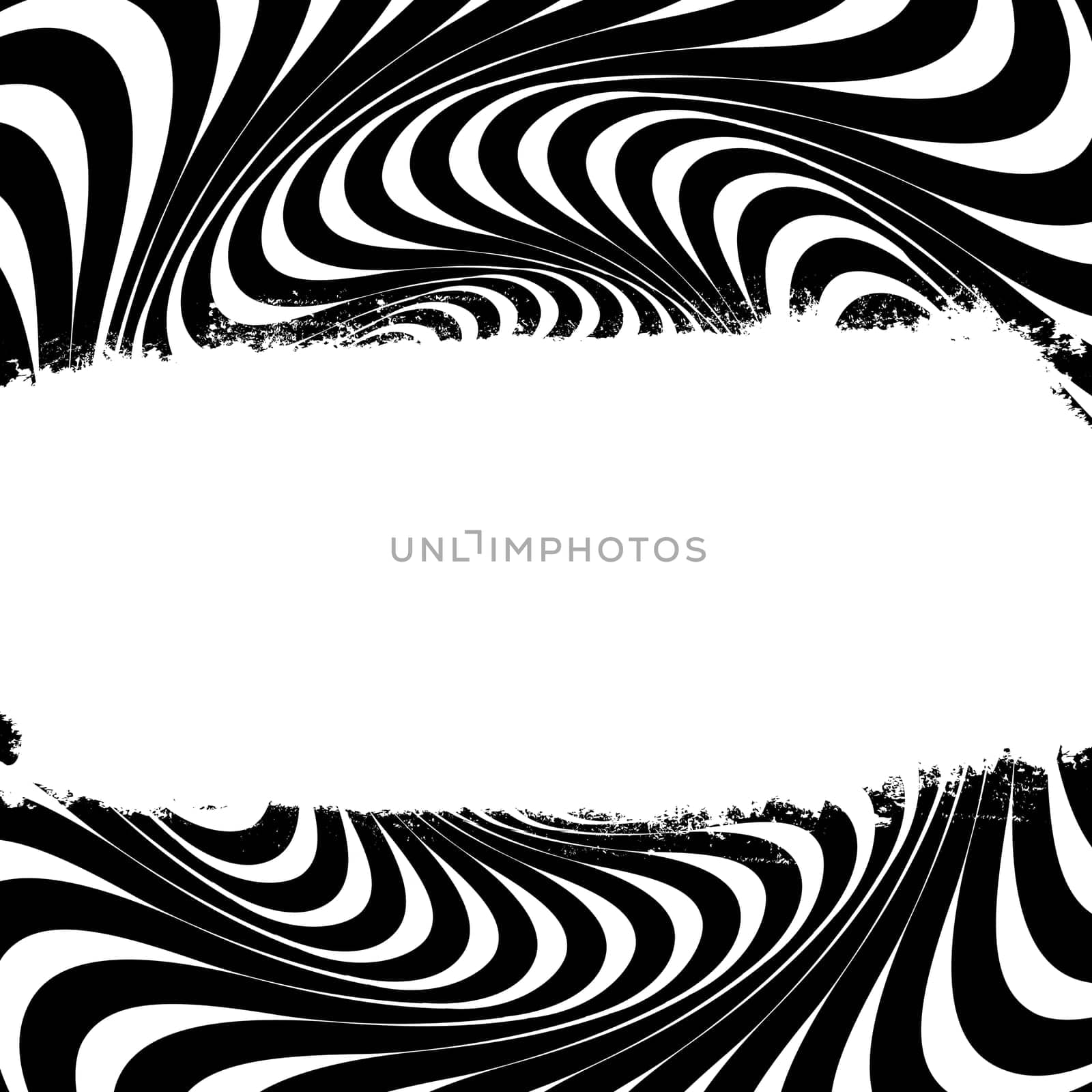 Black and white swirl lines with grunge label. Vector.