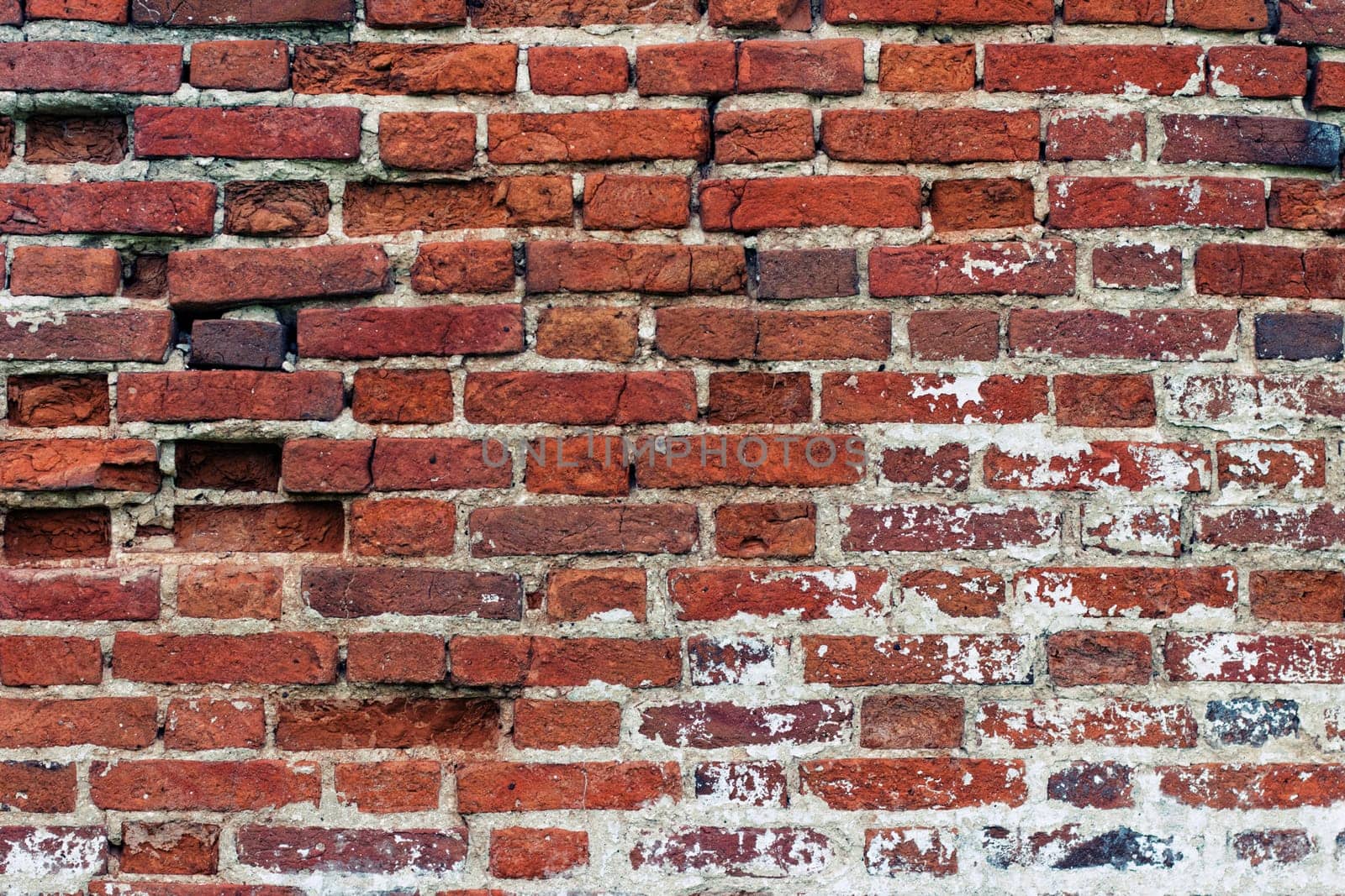 Old weathered brick wall texture. Closeup shot