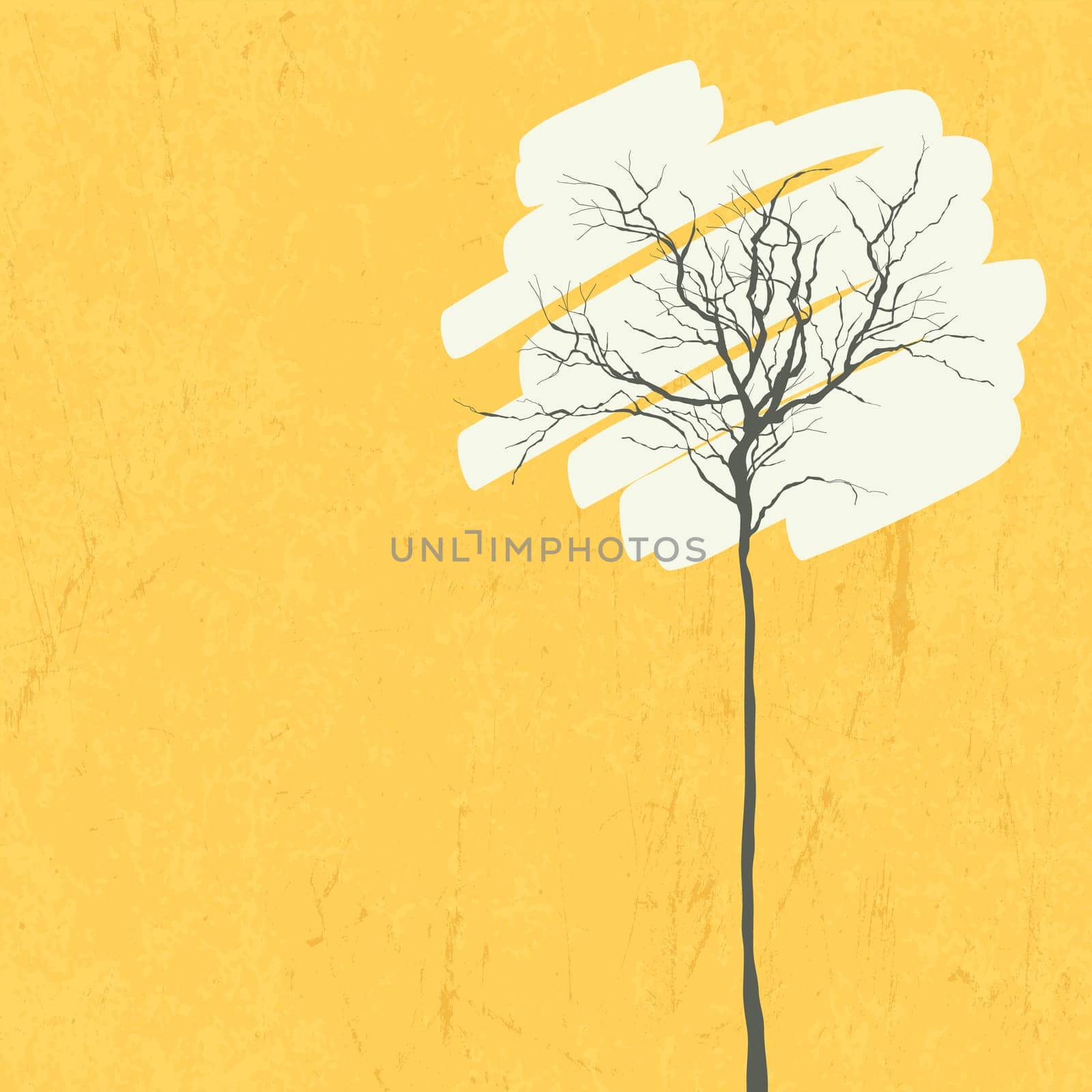 Stylized tree. Retro background. Vector