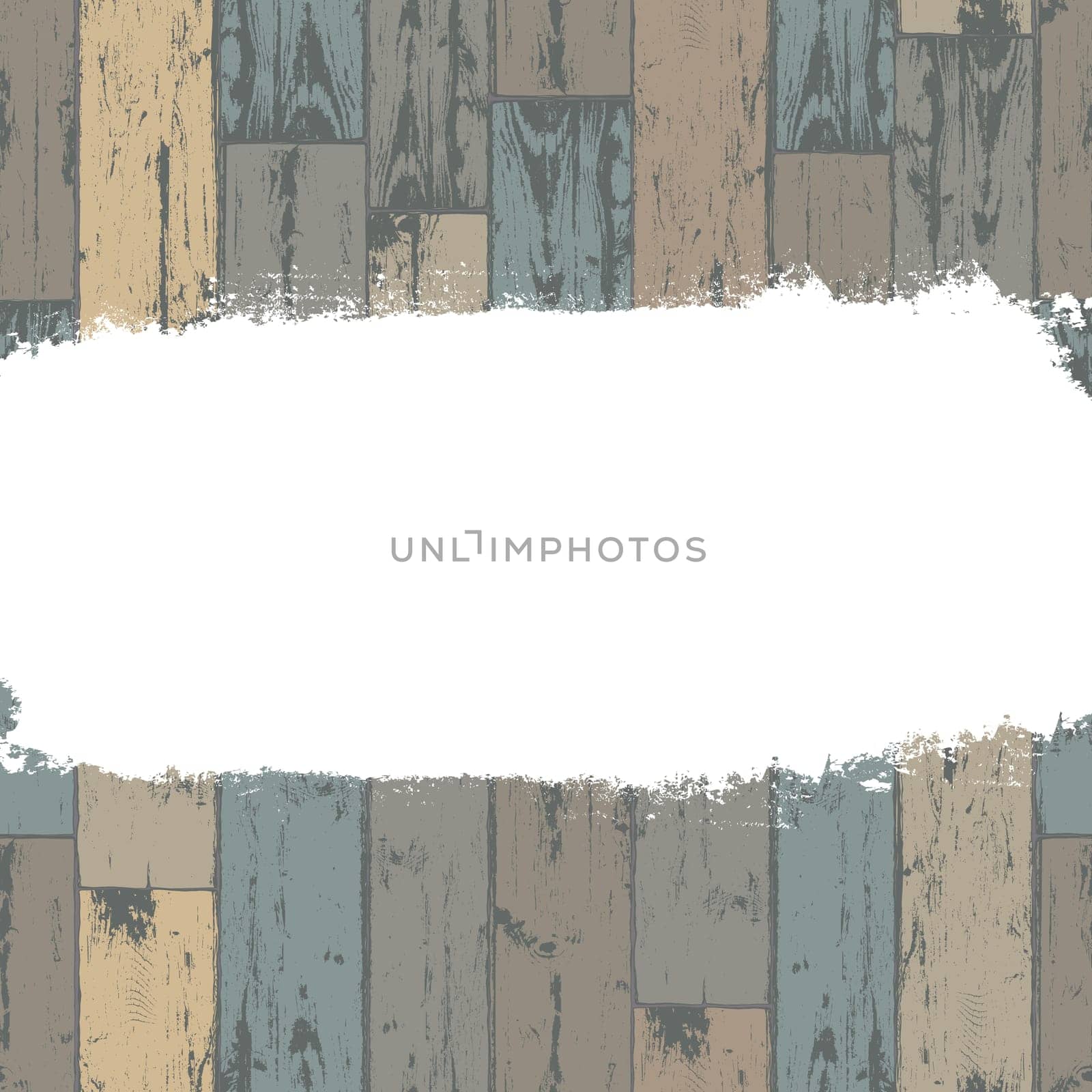White grunge label on wooden background. Vector