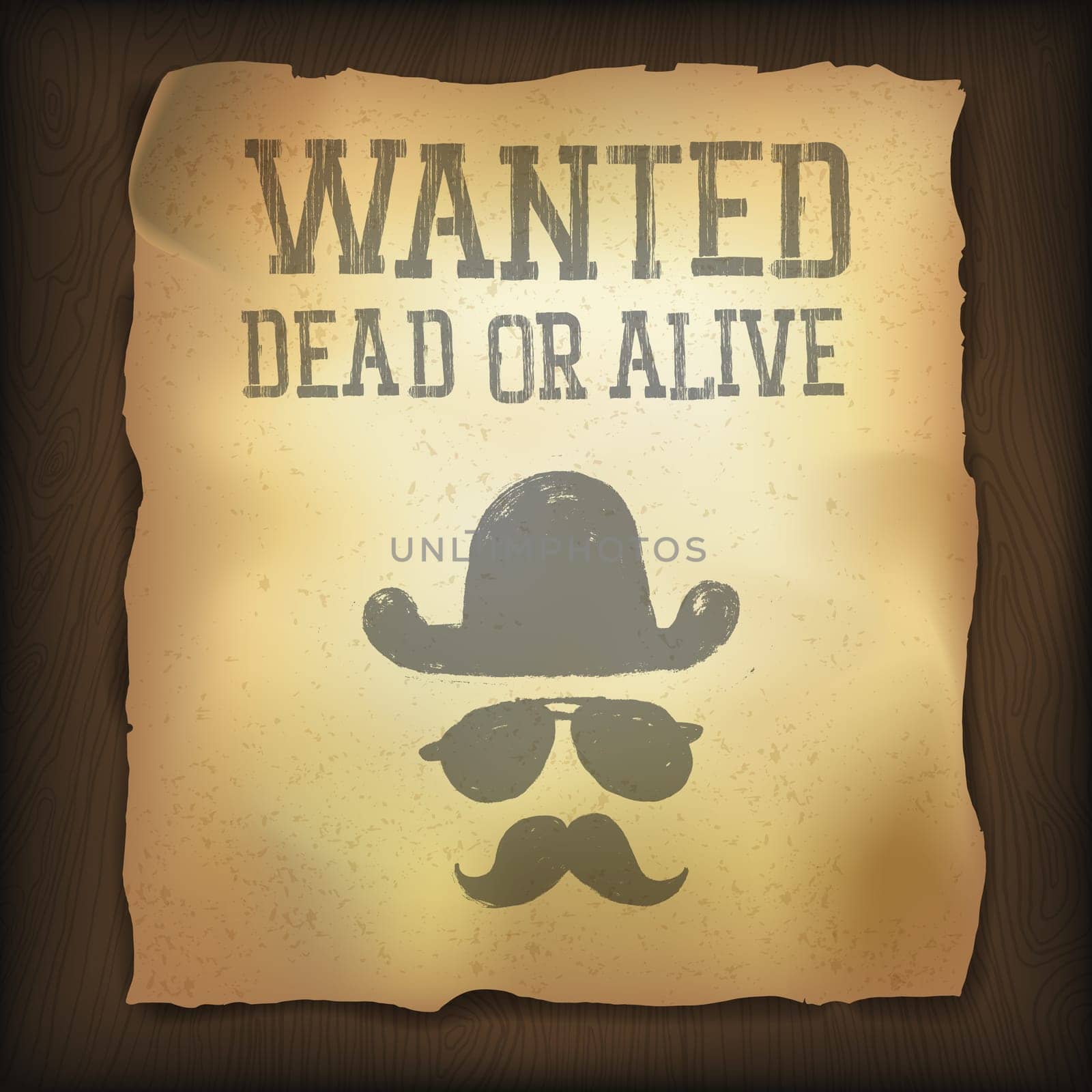 Old "Wanted..."" poster, vector illustration"