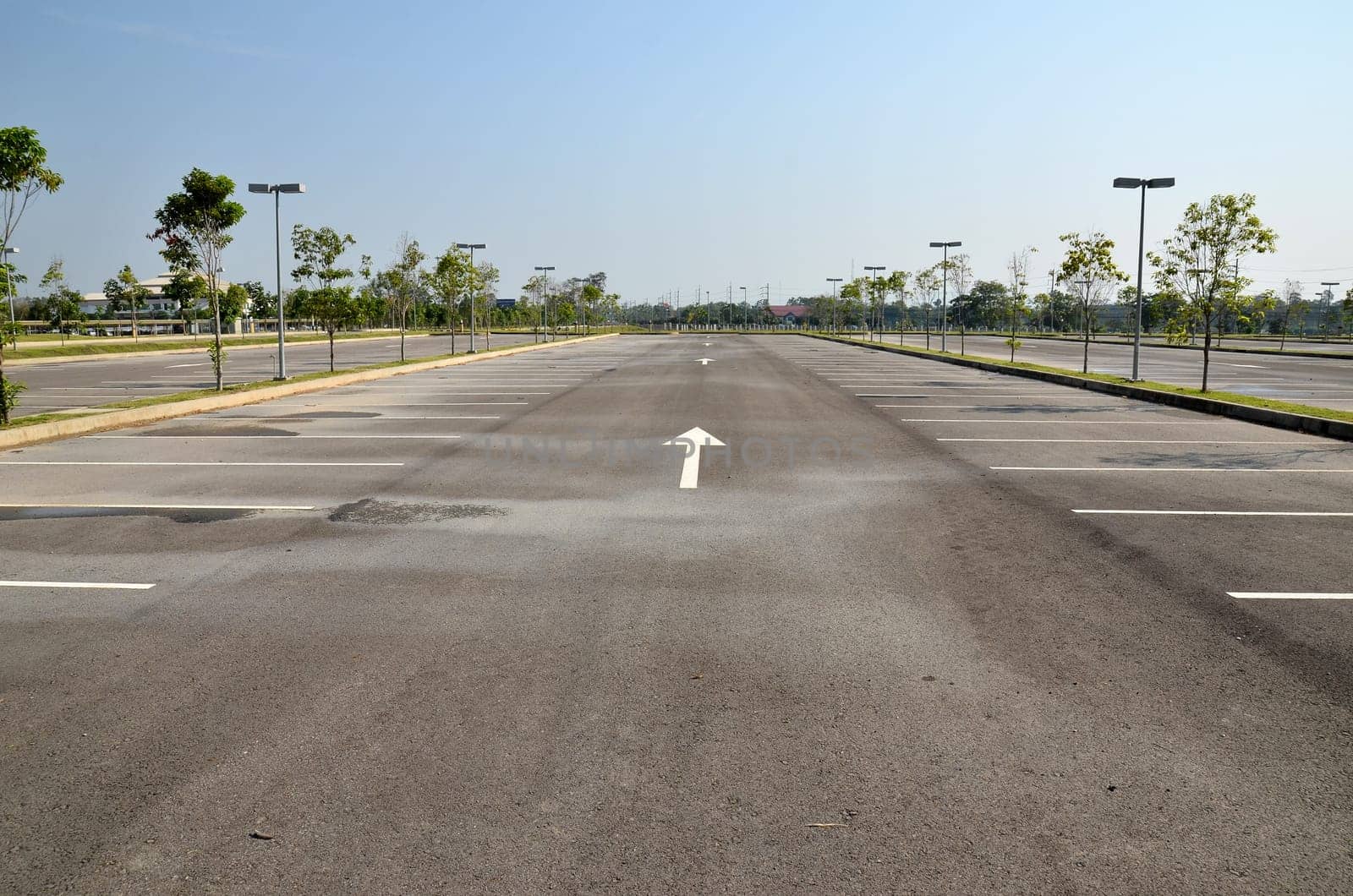 empty parking after rain fall