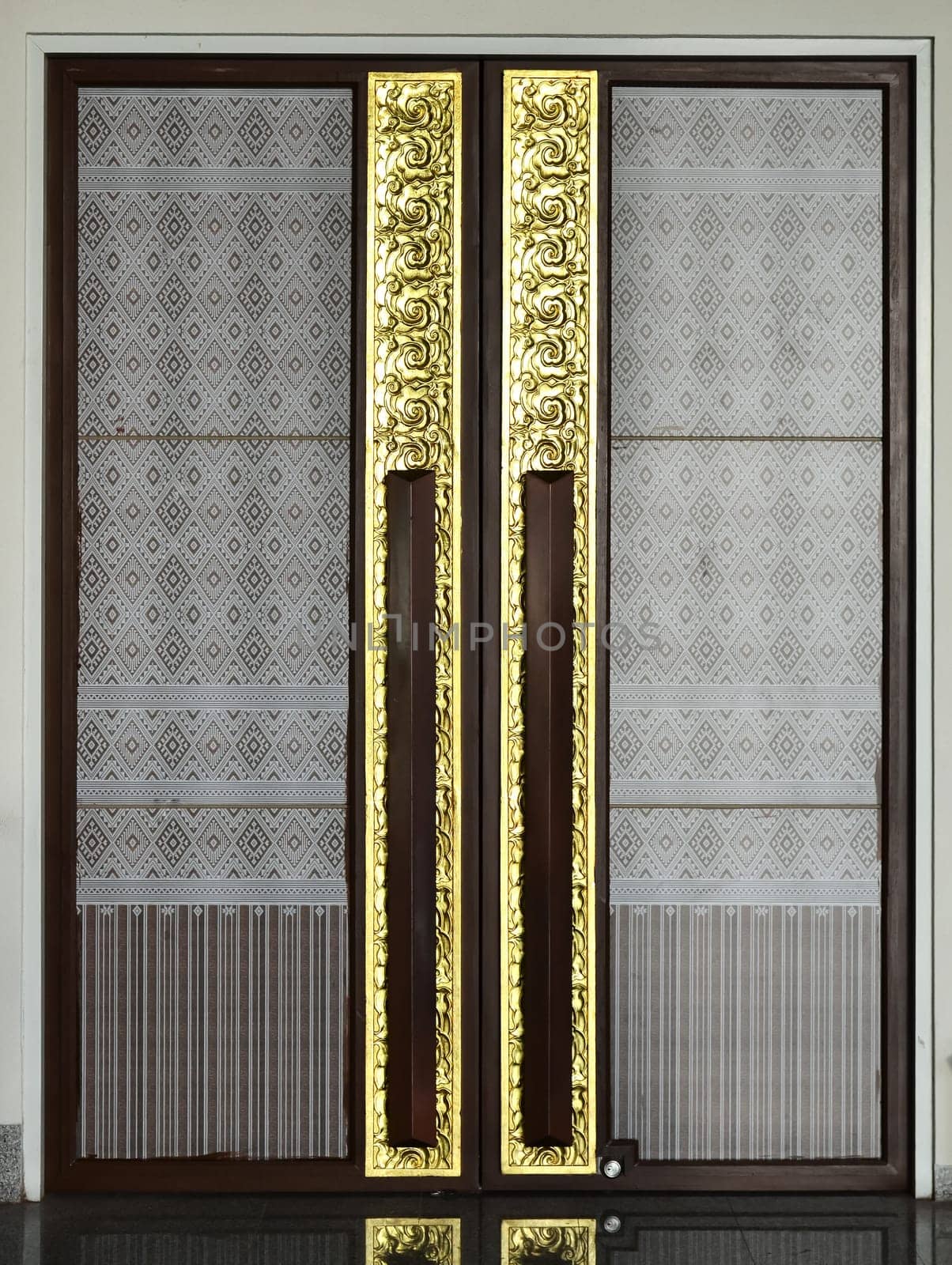 Native Thai style of pattern on door temple