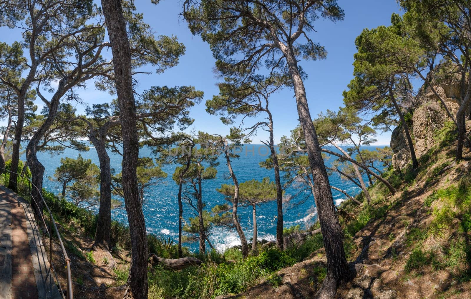 overview of the coastline of the promontory of Portofino to Genoa