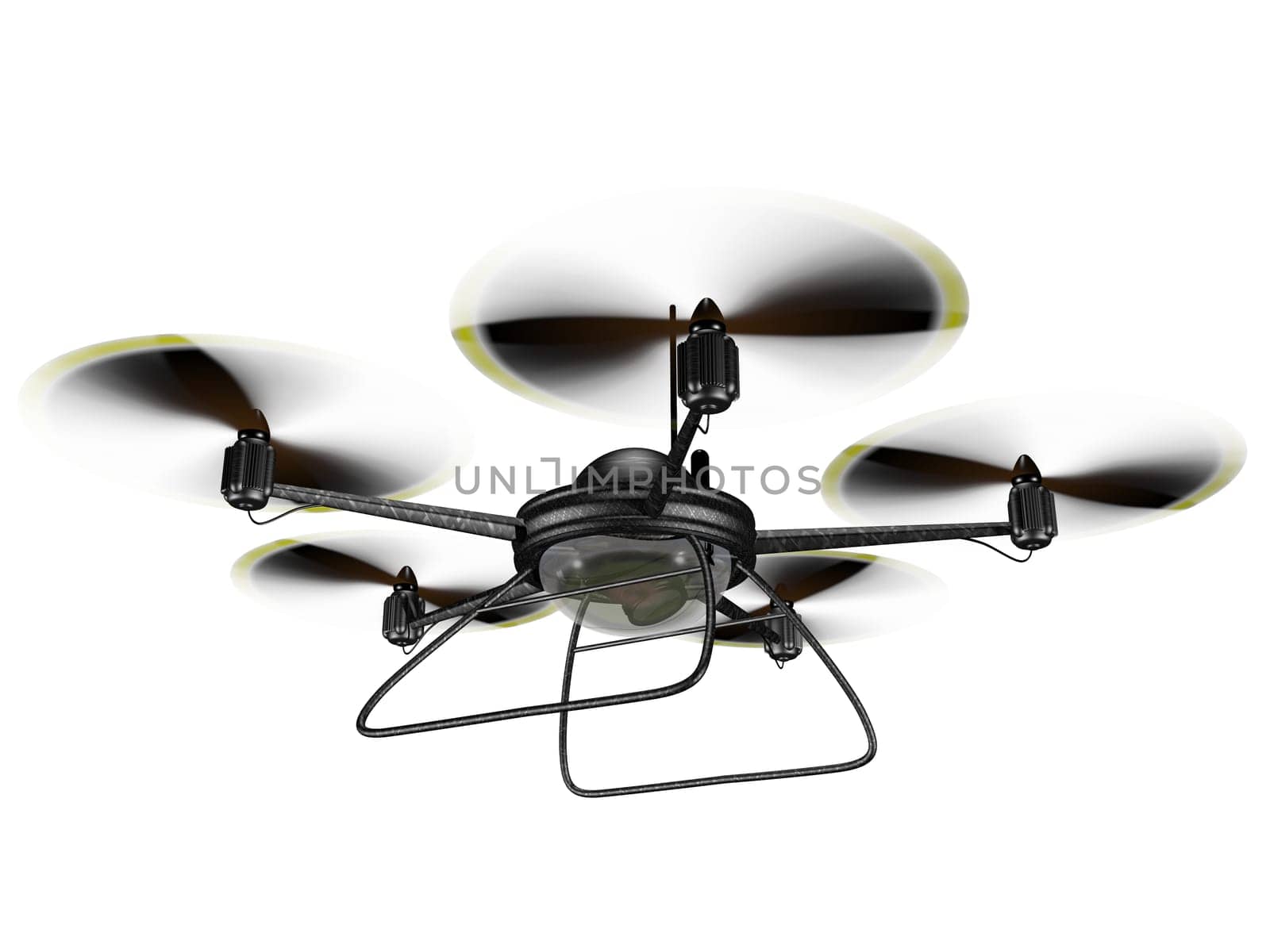 Isolated illustration of a hovering spy drone
