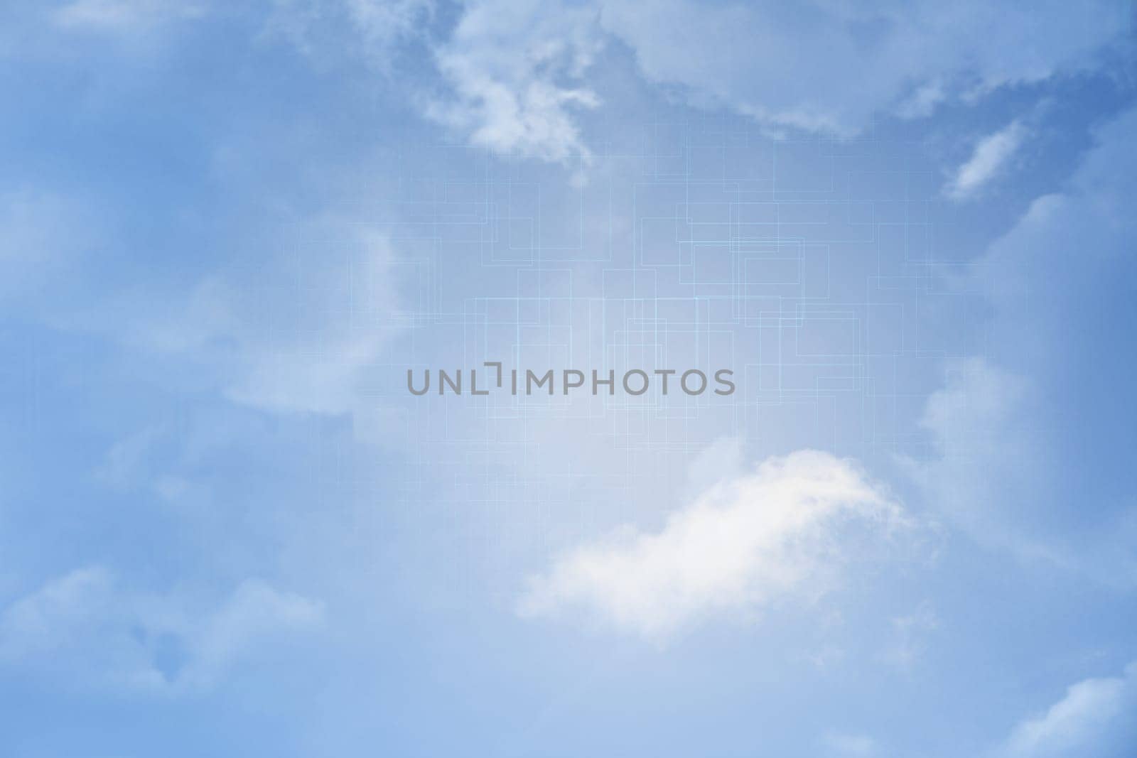 Cloud technology background with copyspace on sky.