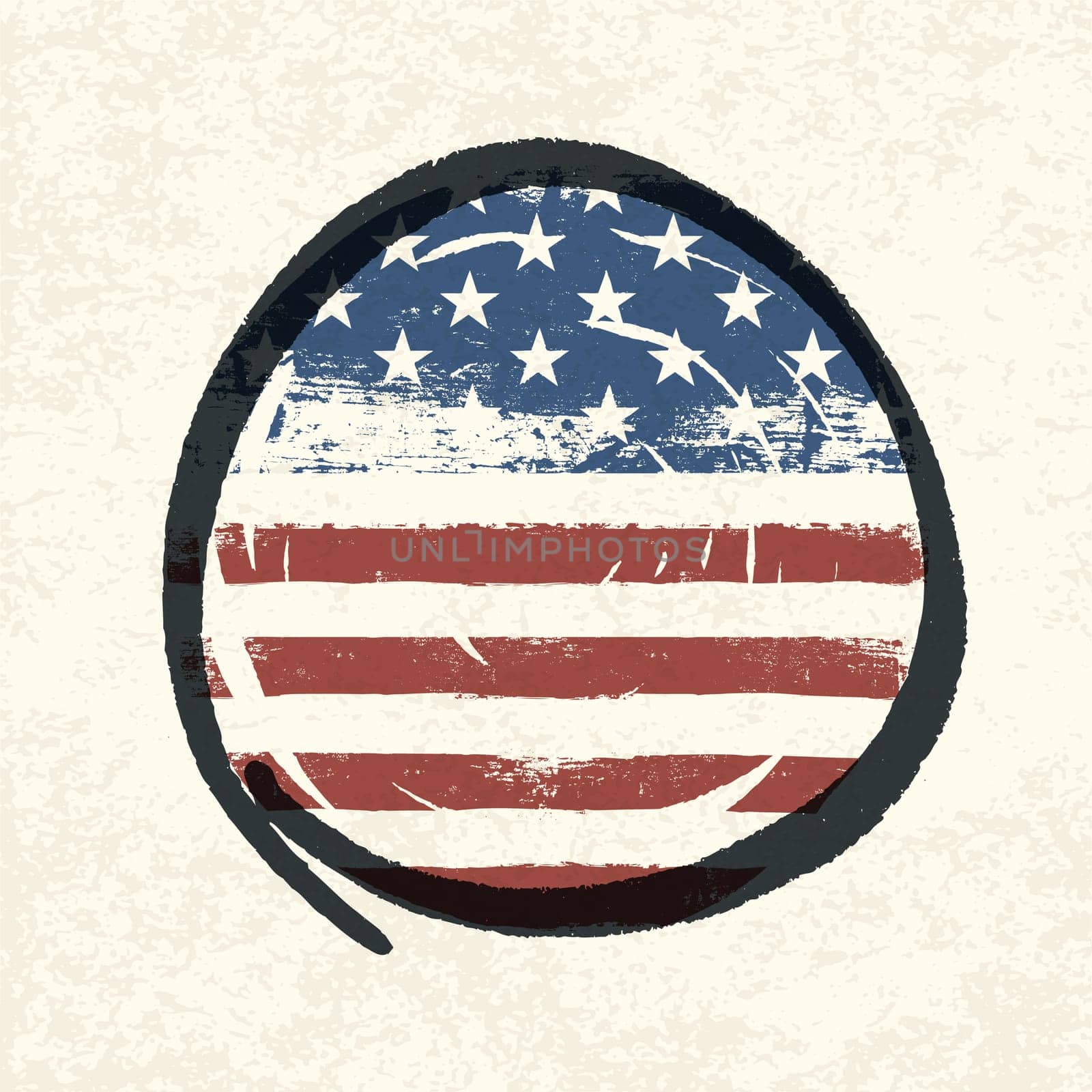 Grunge american flag themed button american flag. Vector, EPS10