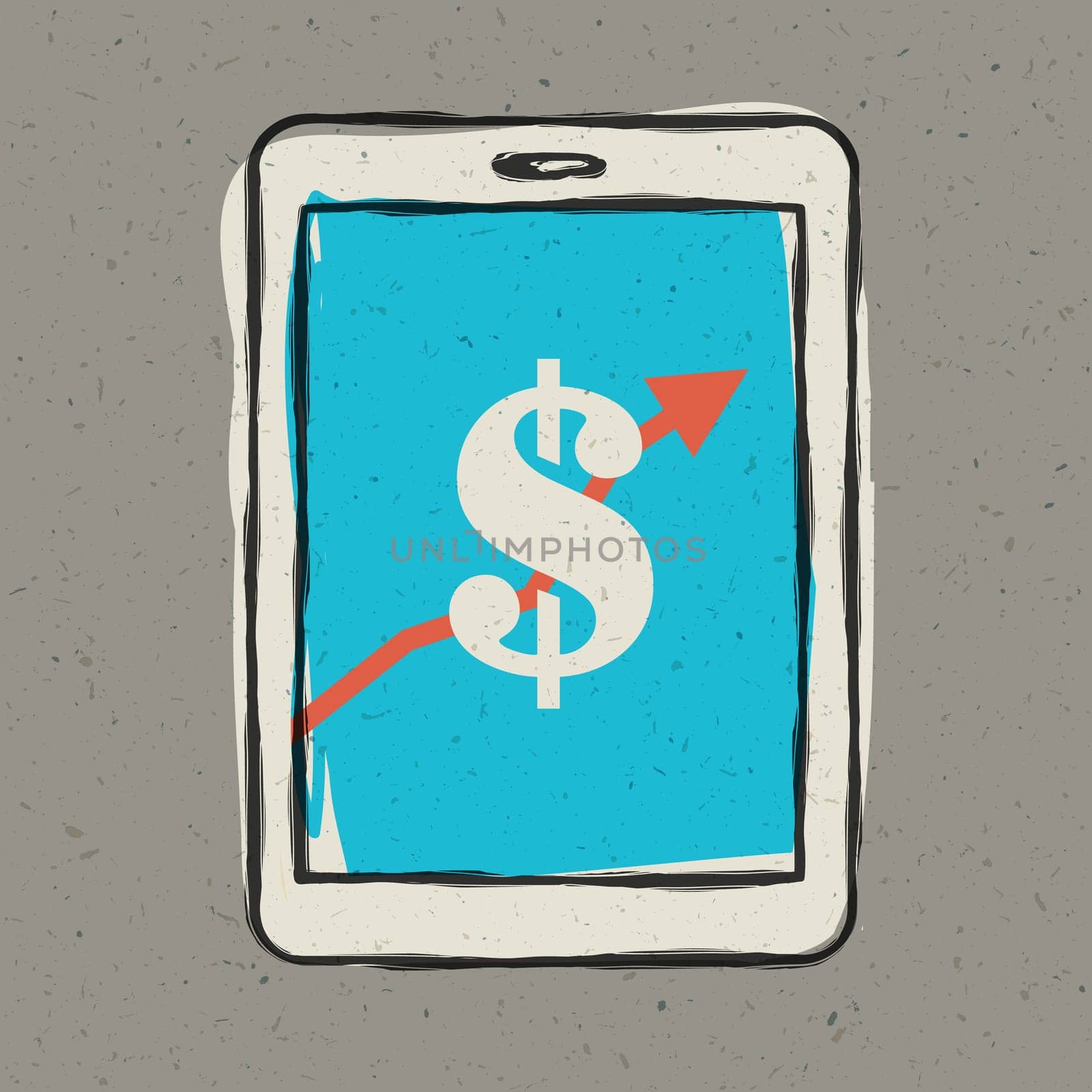 Earnings sign on smartphone screen. Vector, EPS10