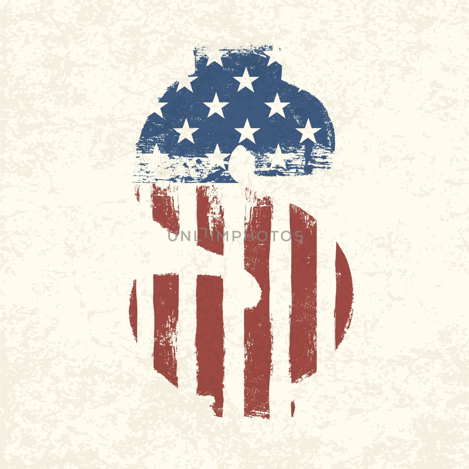 Grunge american flag themed dollar sign.