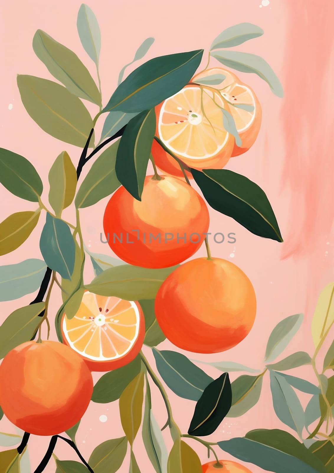 Slice healthy food leaf citrus wallpaper fruit tropical design juicy fresh seamless yellow nature organic pattern background illustration