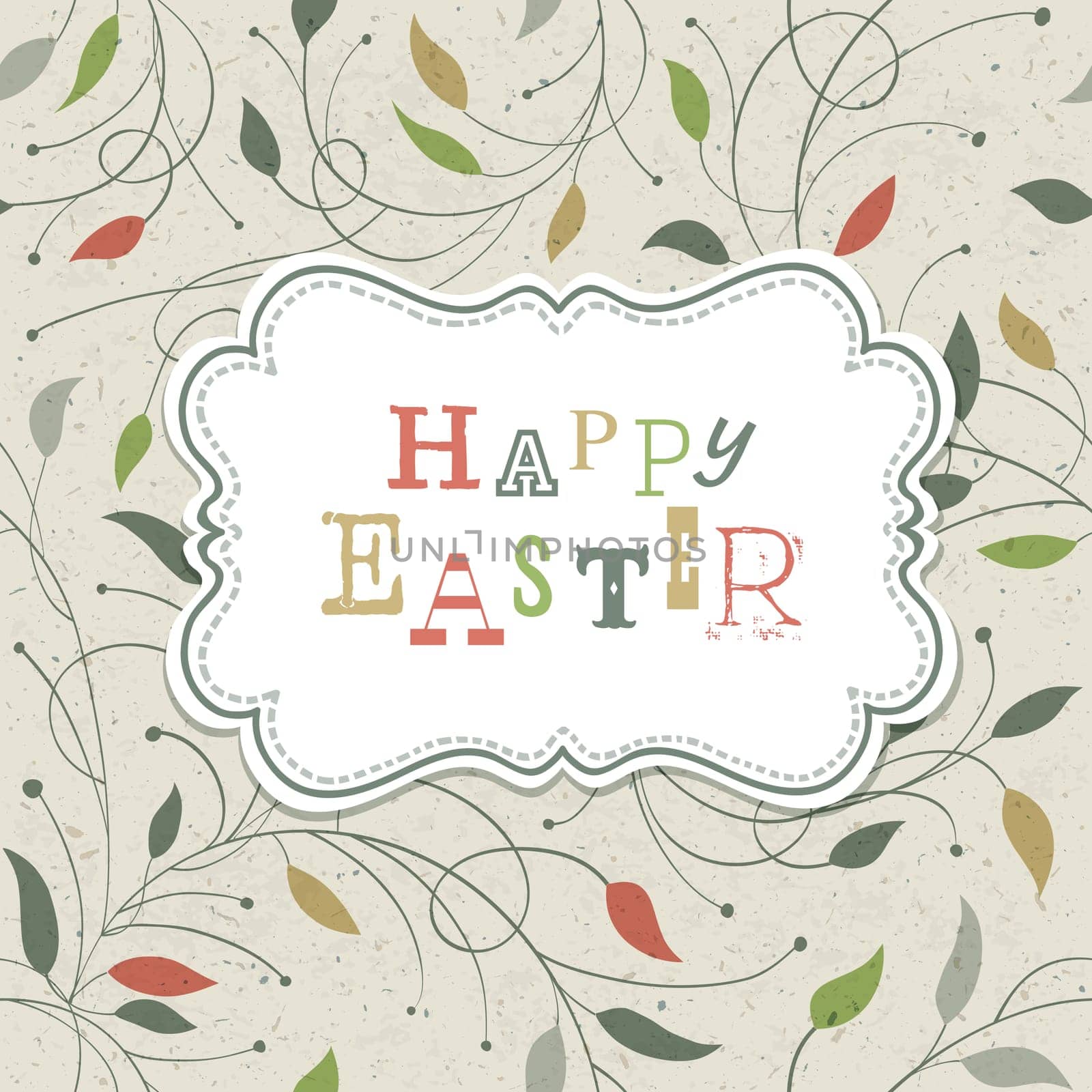 Happy Easter Retro Cute Greeting. Vector, EPS10