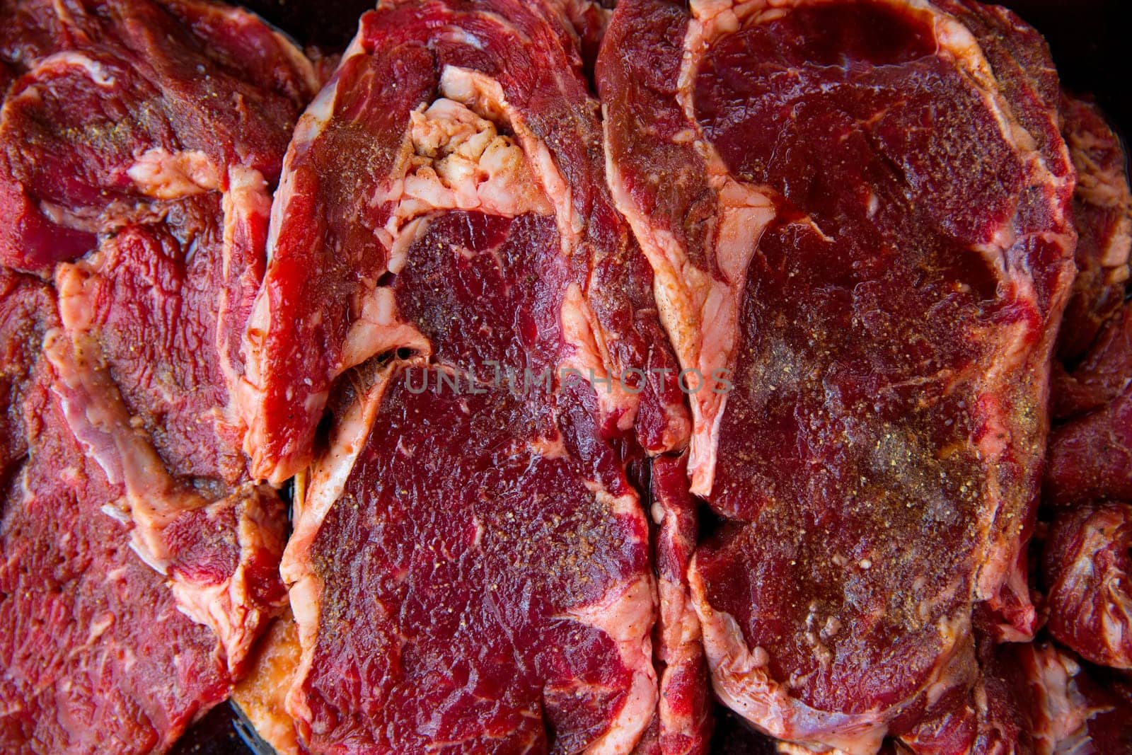 Beef raw meat for barbecue grilled with fajita spices american style