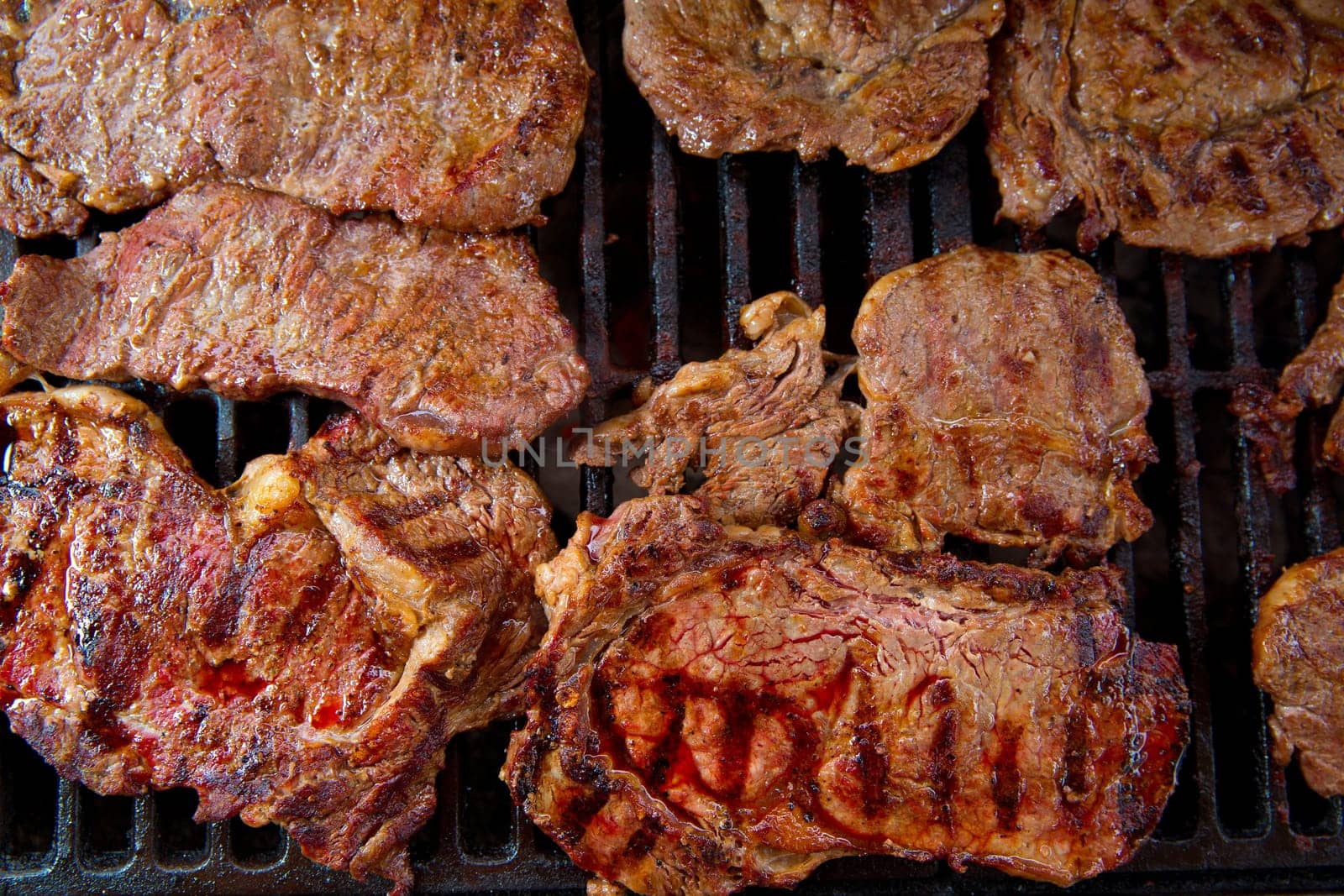 Beef meat barbecue grilled with embers and smoke american style
