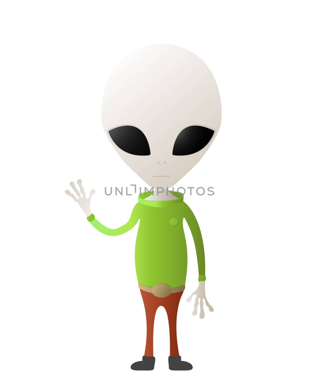 Cute alien character figure over white