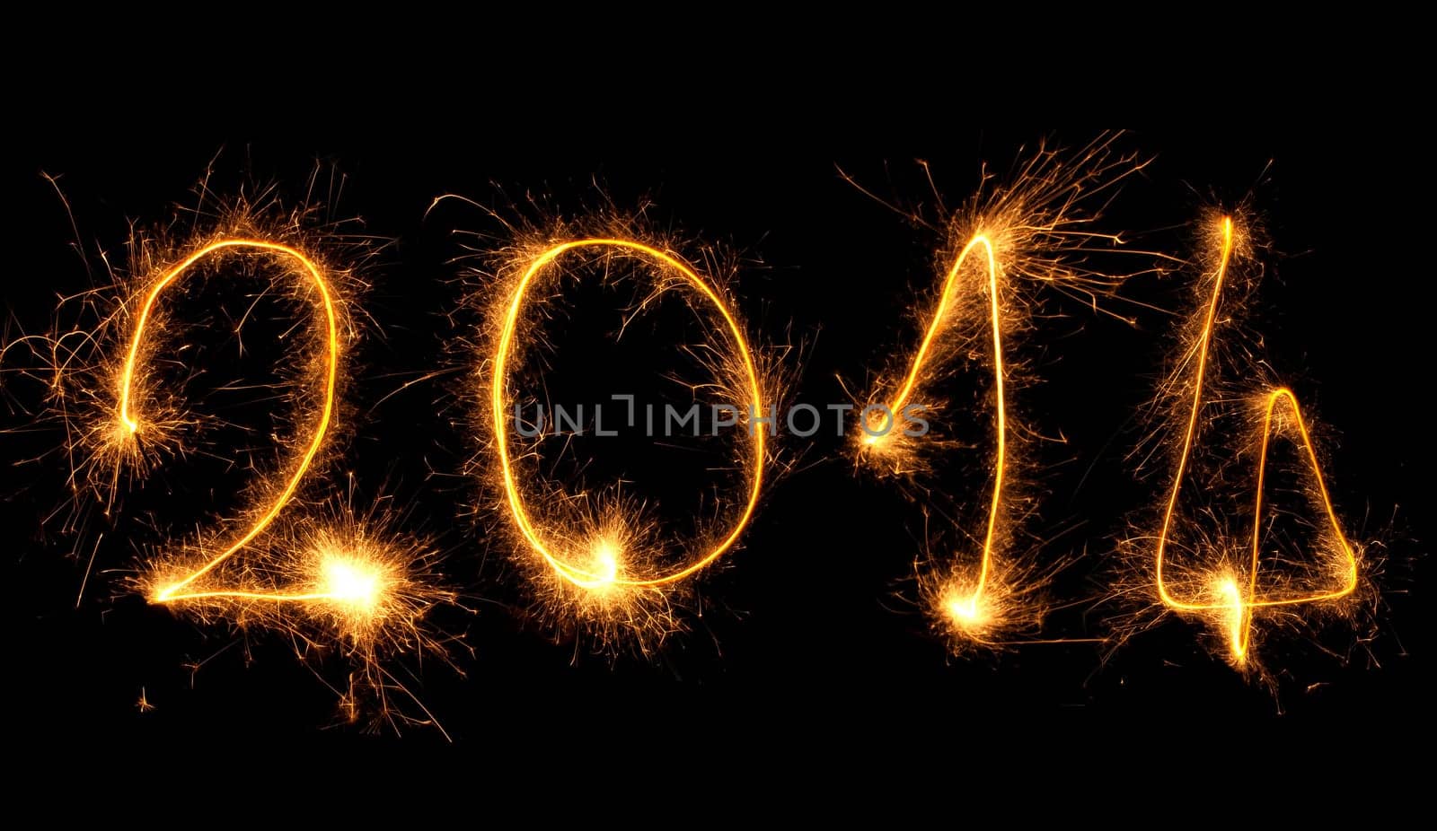 2014 written with fireworks, symbolizing new years eve