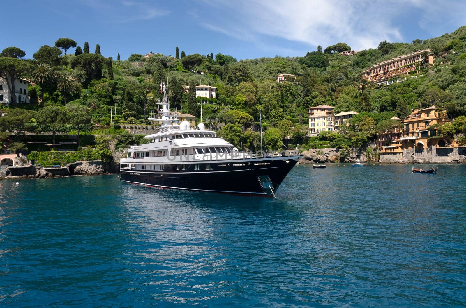 Yacht moored in the harbor of Portofino in Liguria