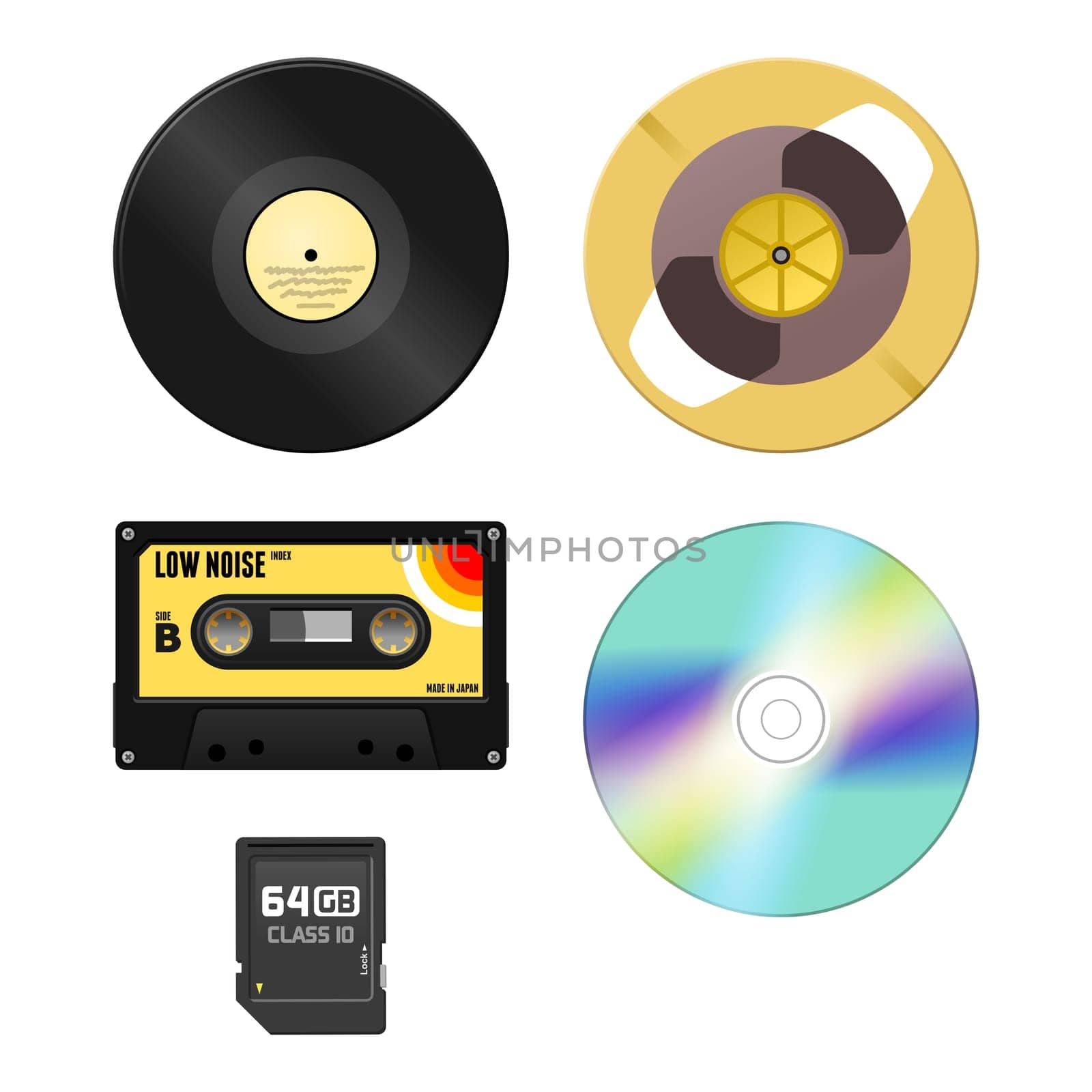 Audio Cassette and Gramophone disc and Compact Disc and Memory Card