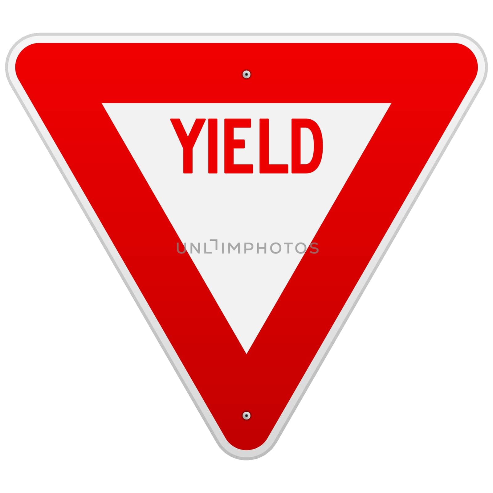 Classic red and white road sign isolated on white background