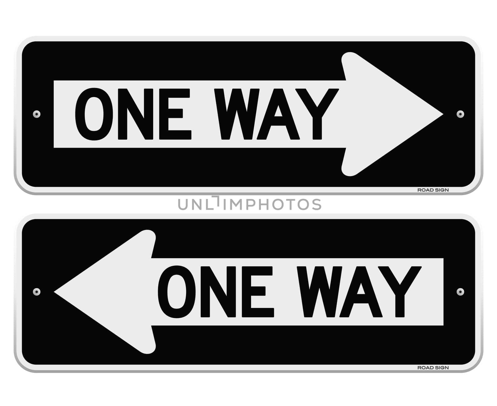 Classic American Black Roadsign pointing Left and Right