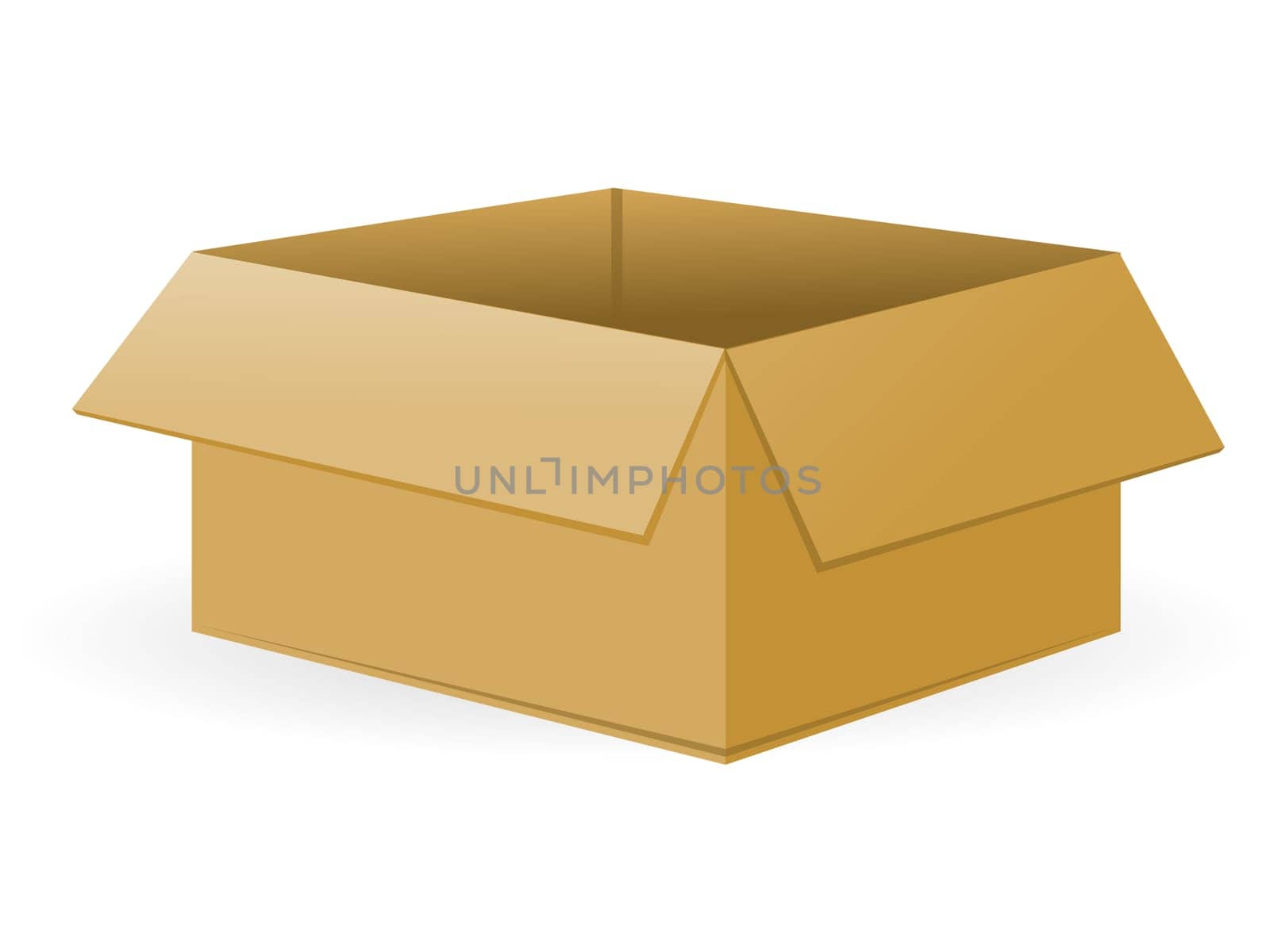 Brown open packaging box made from cardboard