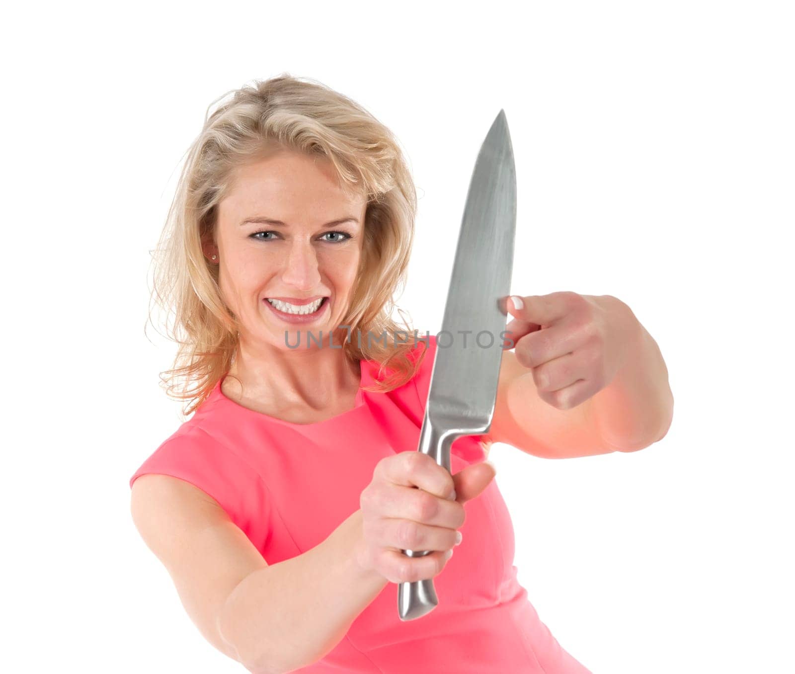 Woman cuts fingers on the knife