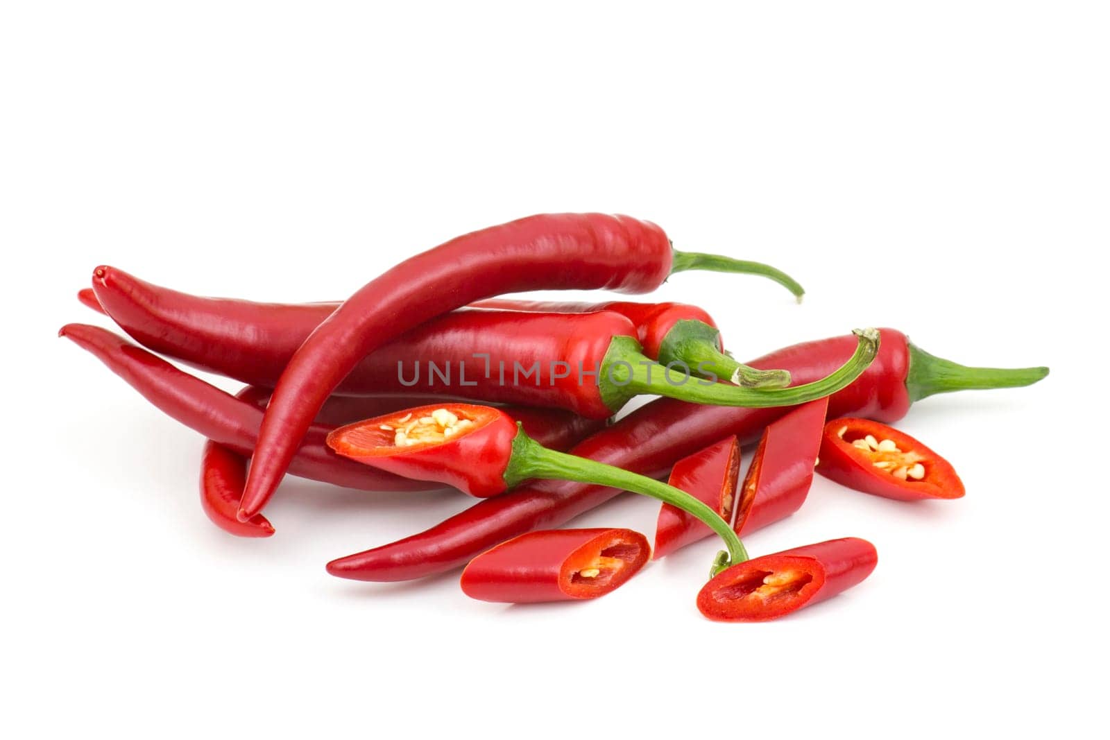 chili peppers on white background