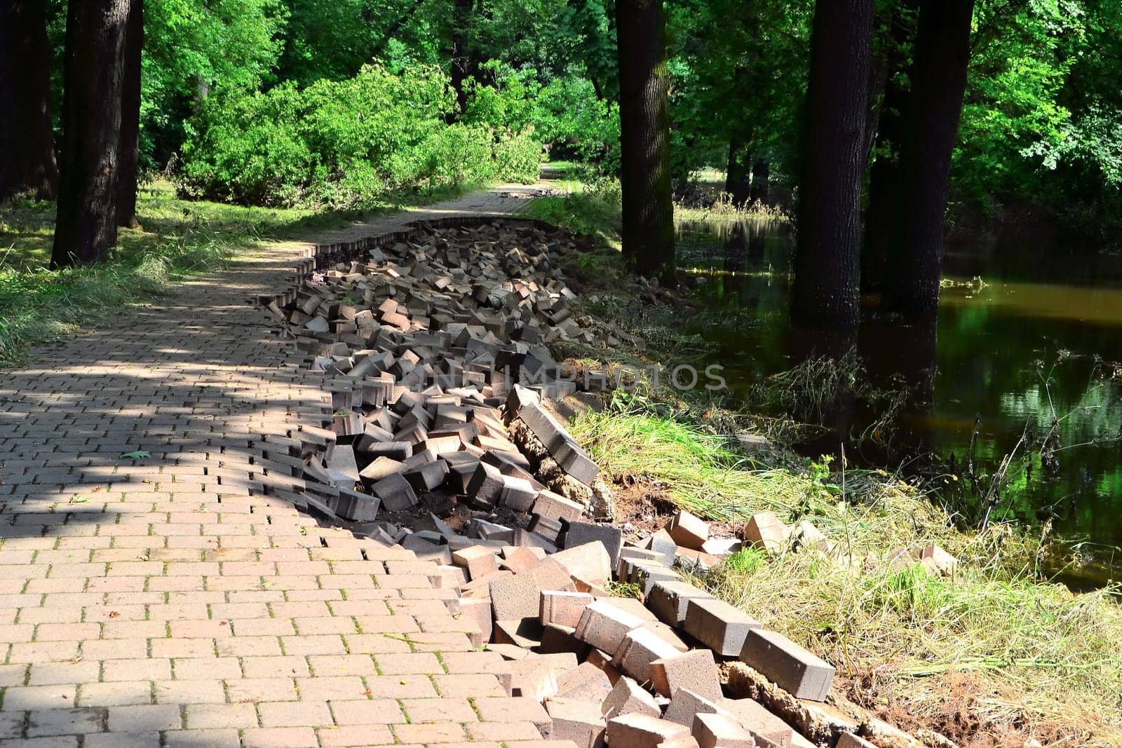 destroyed road after a flood