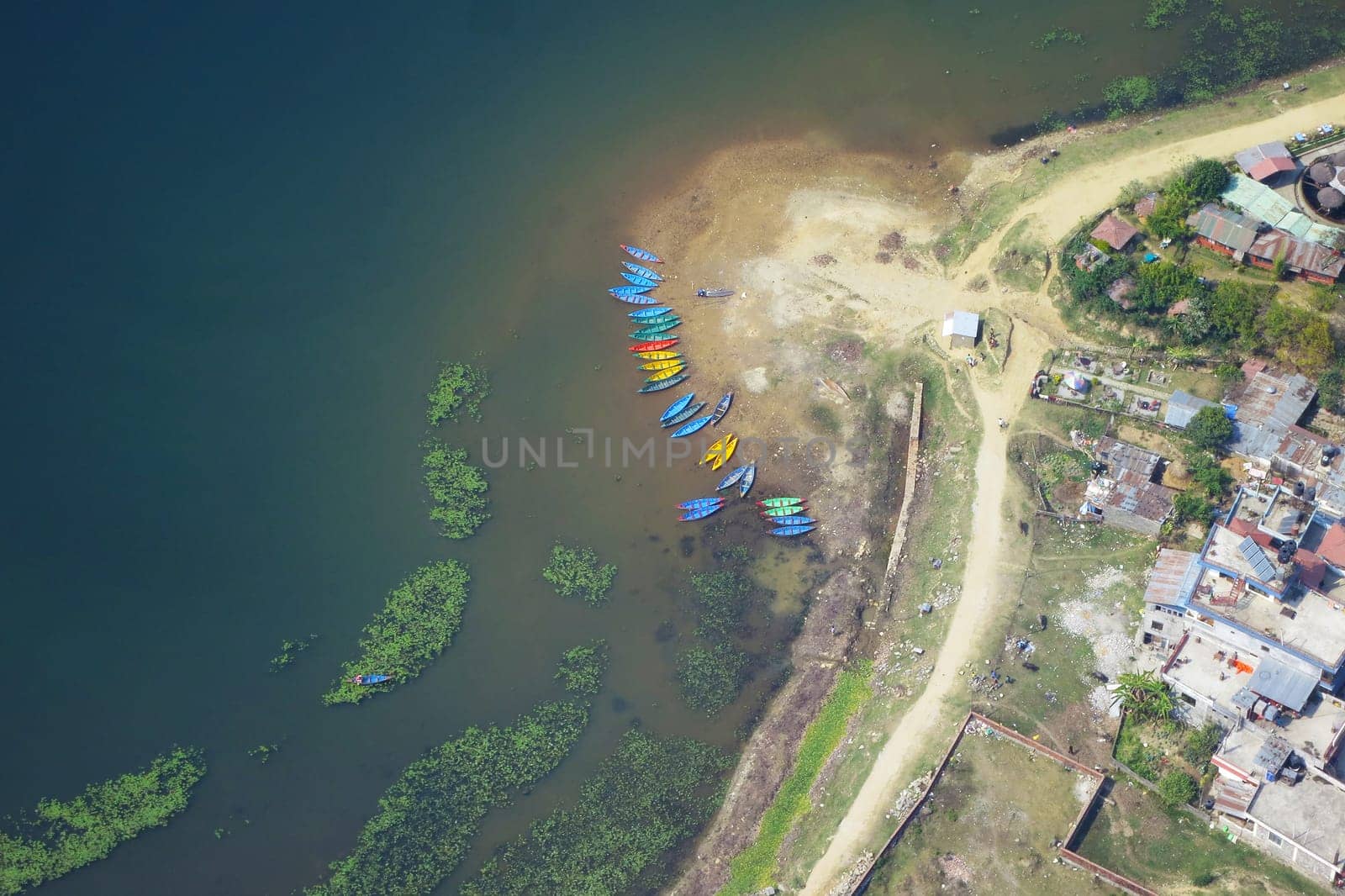 Phewa lake aerial view in Pokhara, Nepal